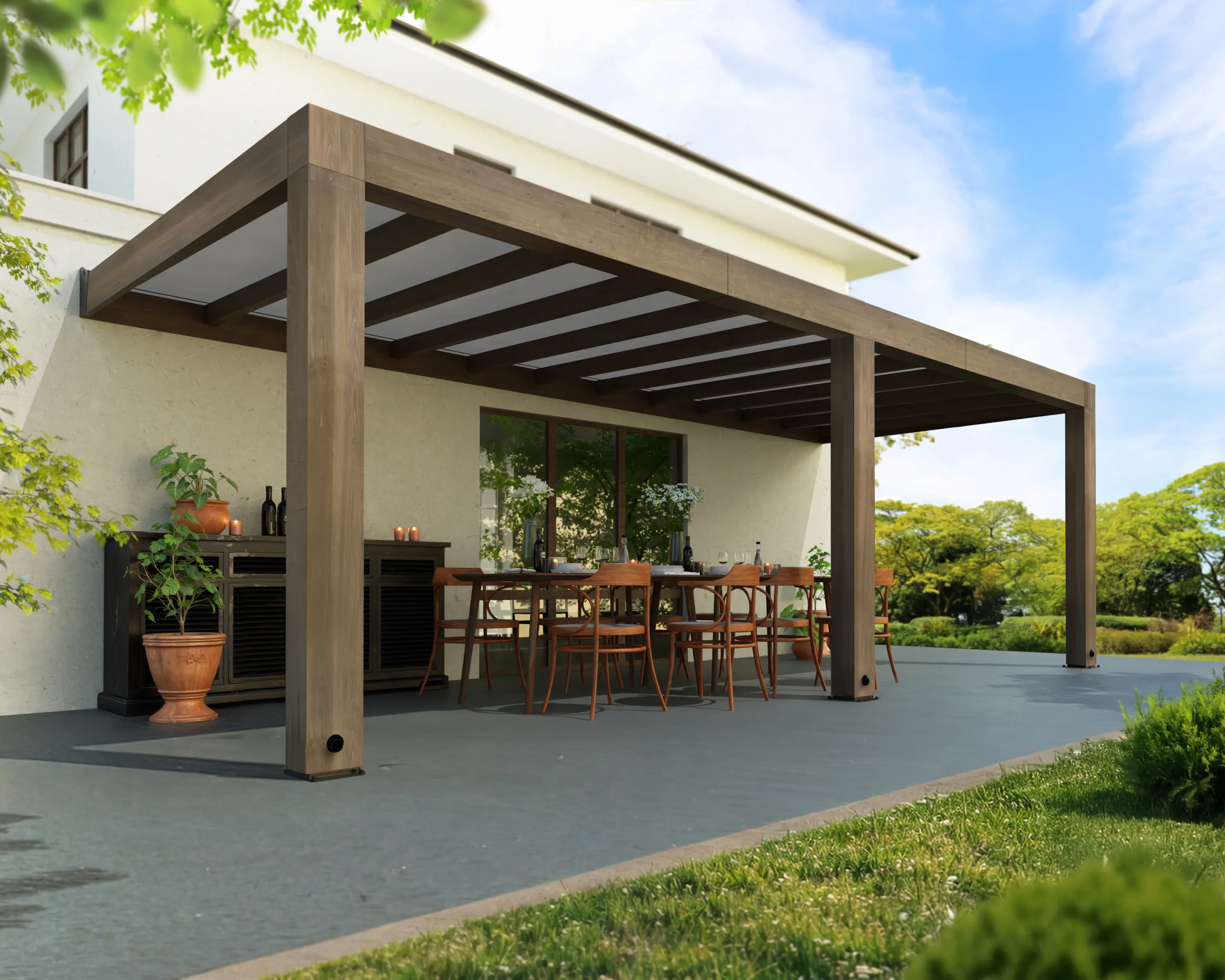 Canopia Terrassenüberdachung Helsinki Holz 795 x 294 cm braun