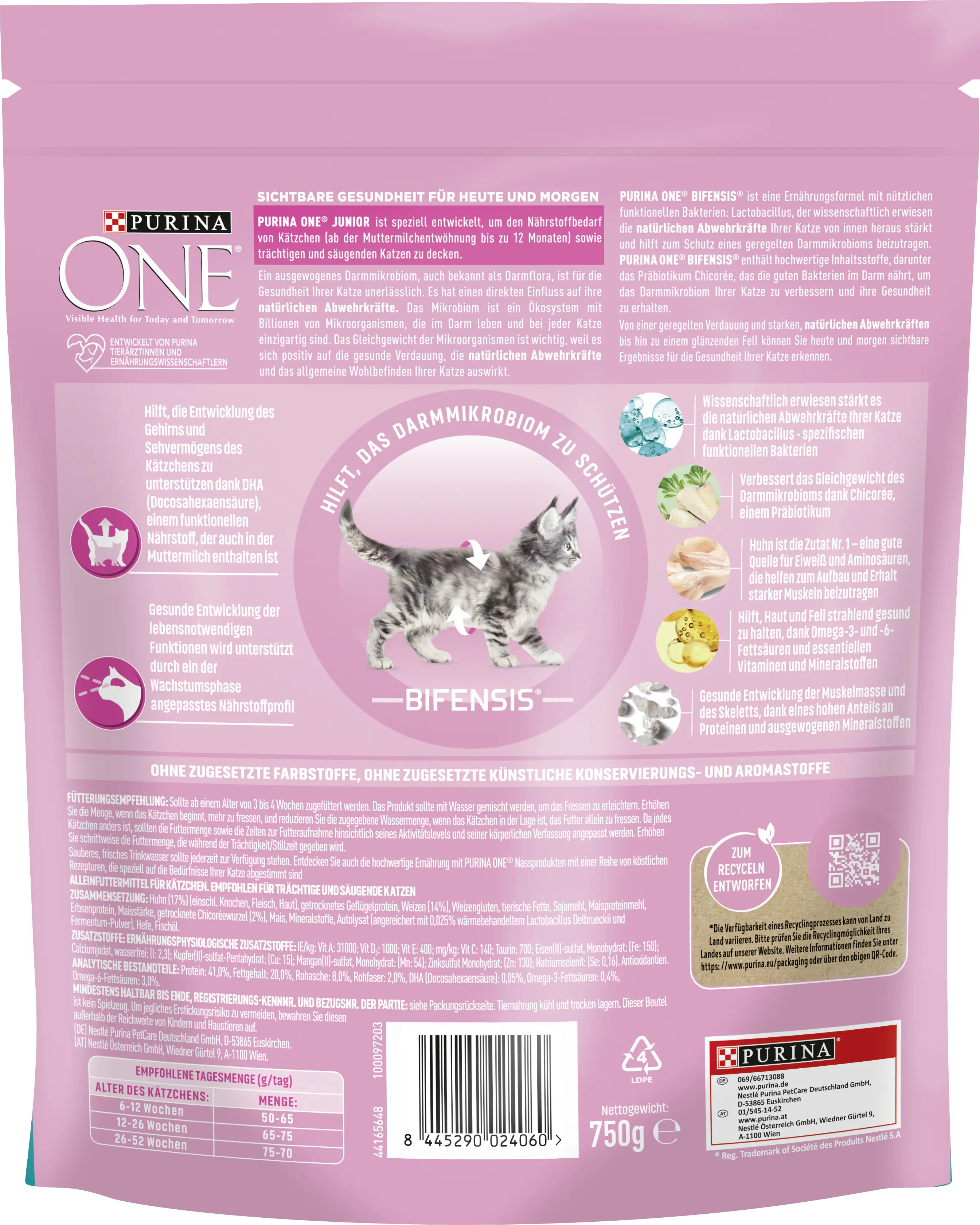 Purina ONE Junior reich an Huhn und Vollkorn-Getreide 750 g