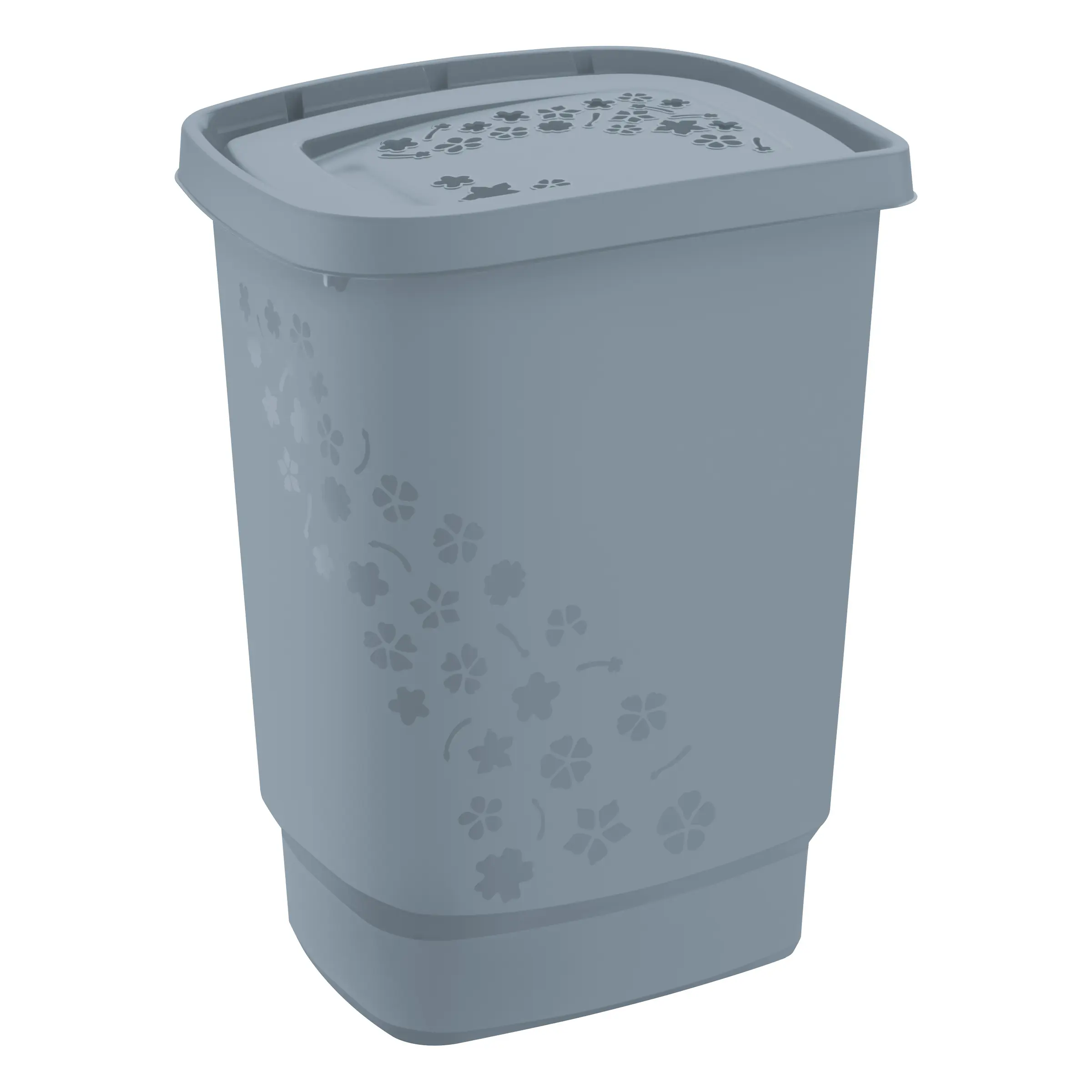 Rotho Wäschesammler Flowers 55 L misty blau