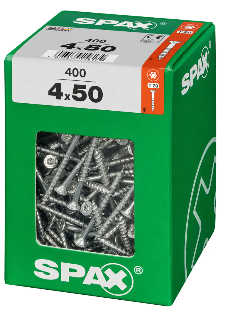 Spax Universalschrauben 4.0 x 50 mm TX 20 - 400 Stk. Spax Universalschrauben 4.0 x 50 mm TX 20 - 400 Stk.