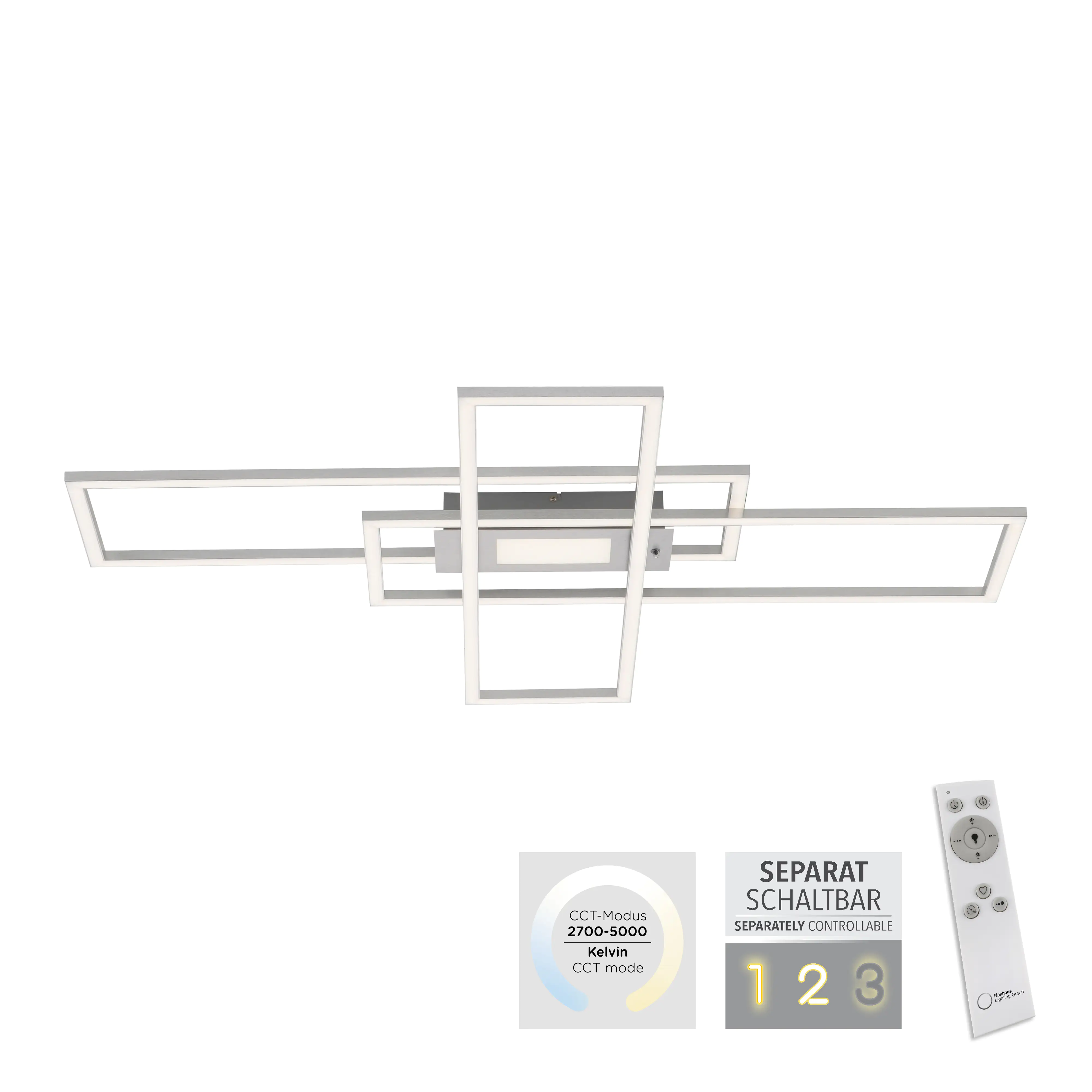 JustLight LED CCT Deckenleuchte Asmin stahl 99 x 69,5 cm dimmbar