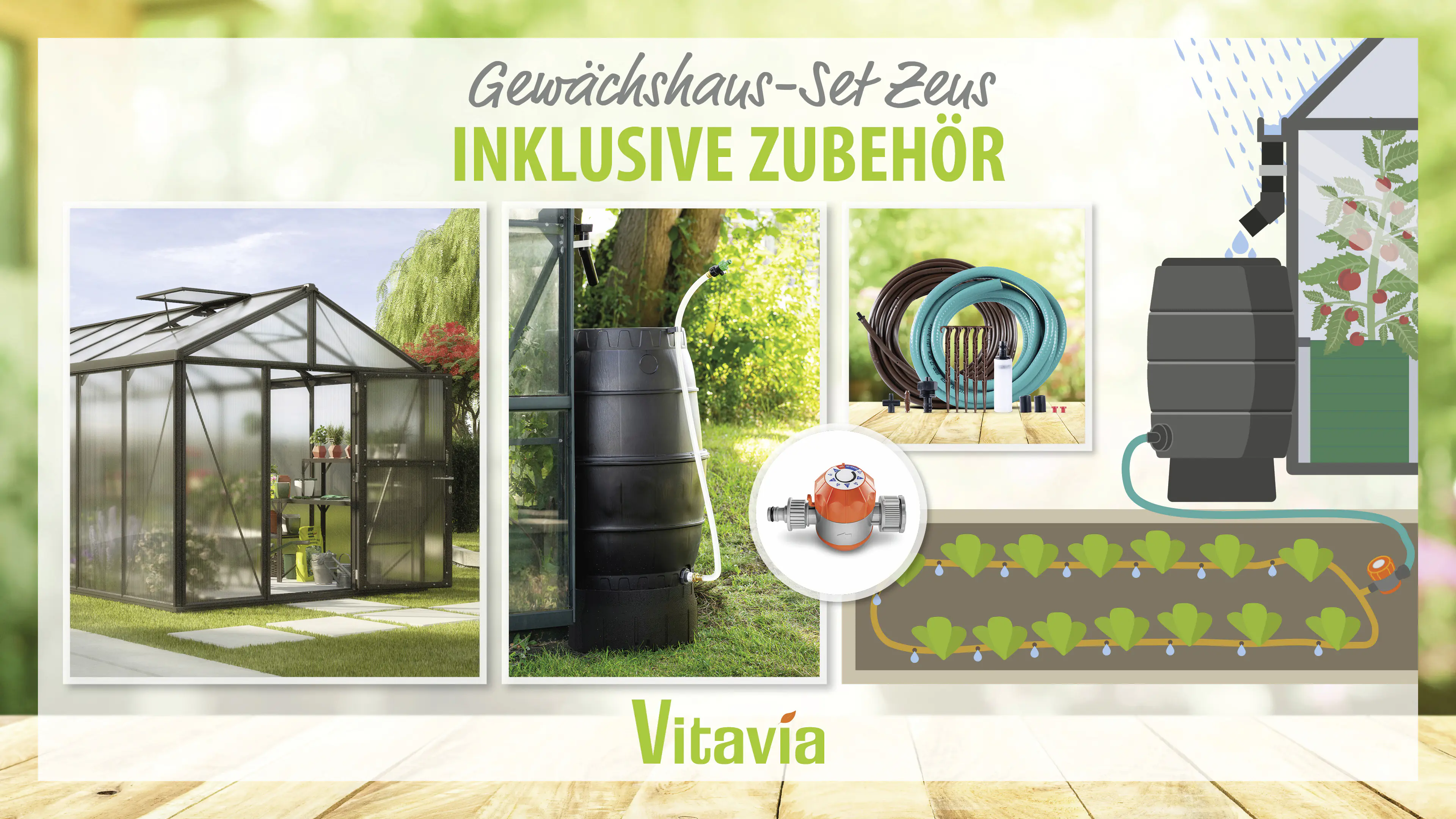 Vitavia Gewächshaus-Set Zeus 15700 HKP 10 mm schwarz 266 x 621 cm 