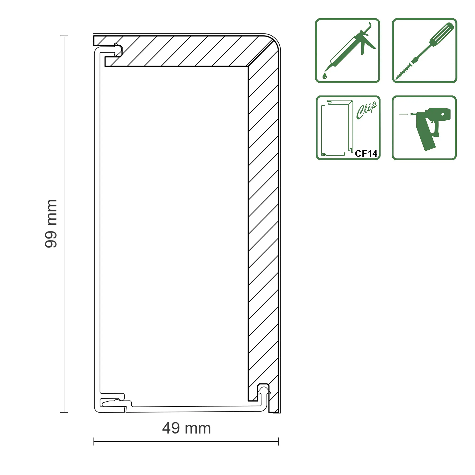 FN Neuhofer Rohrsockelleiste 240 cm 91 x 41 mm weiß