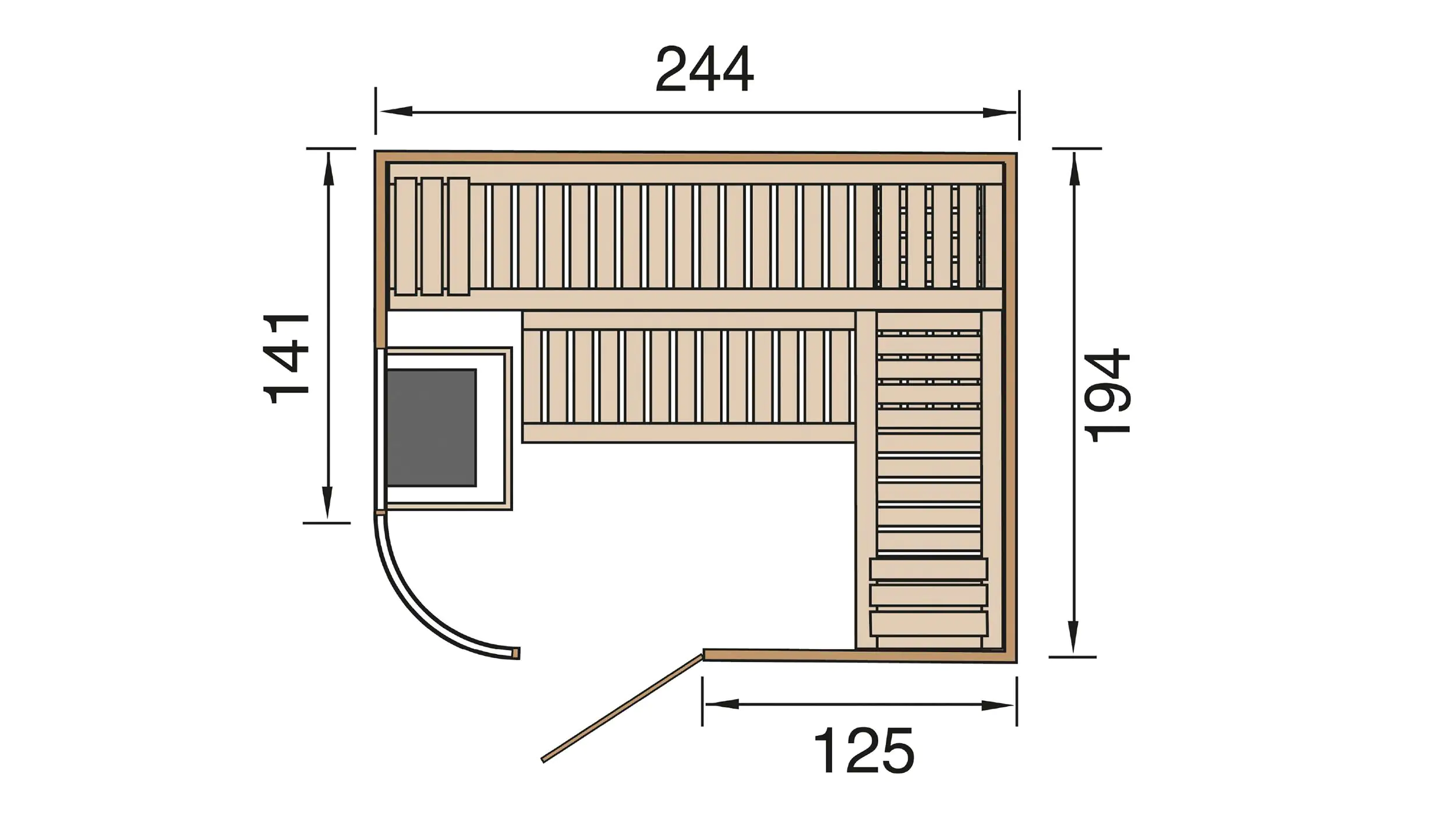 Weka Element-Designsauna Sara 2 Set 2 mit BioS Saunaofen Weka Element-Designsauna Sara 2 Set 2 mit BioS Saunaofen