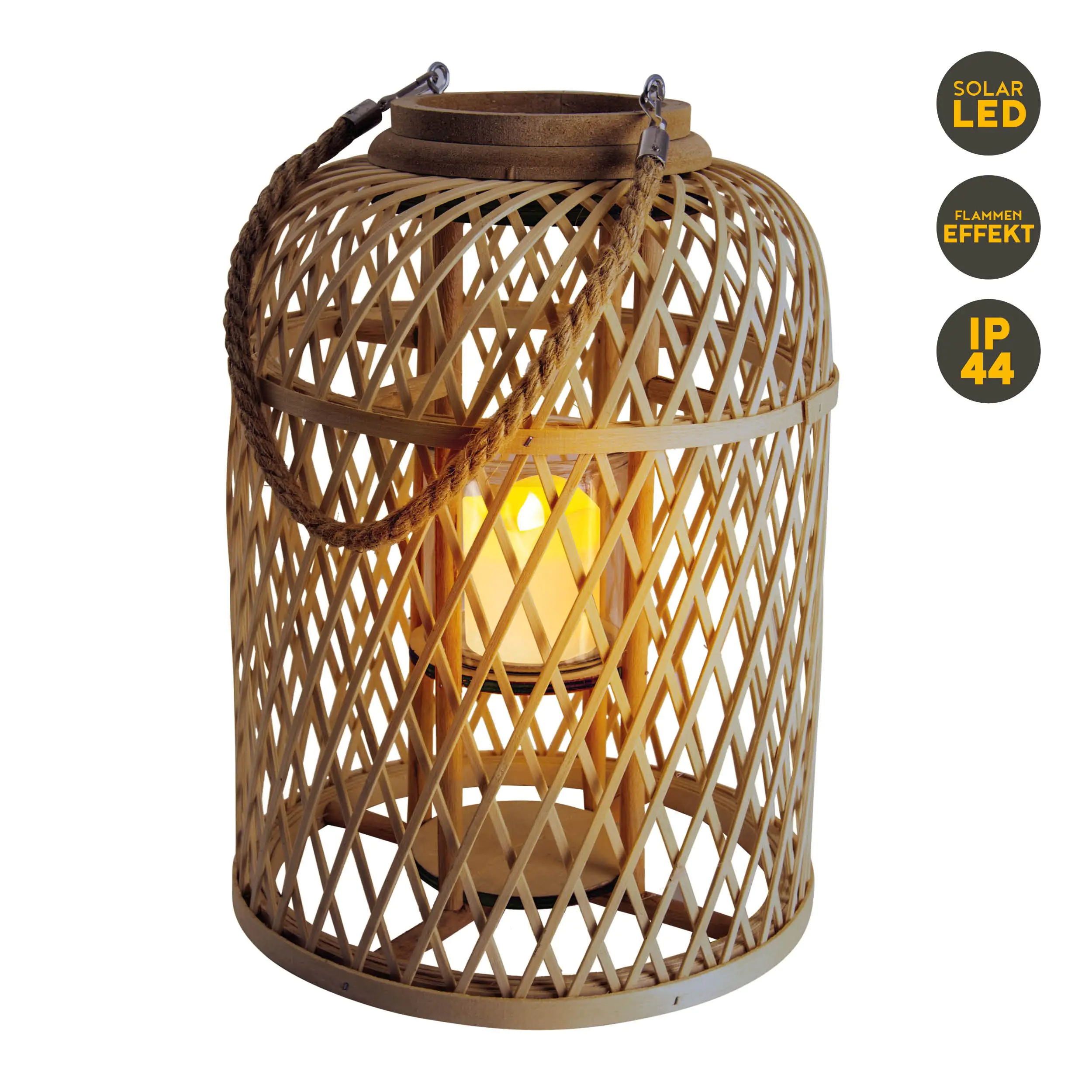 Light & More LED Dekoleuchte Korb mit Kerze mit Flammeneffekt 38 x 27 cm