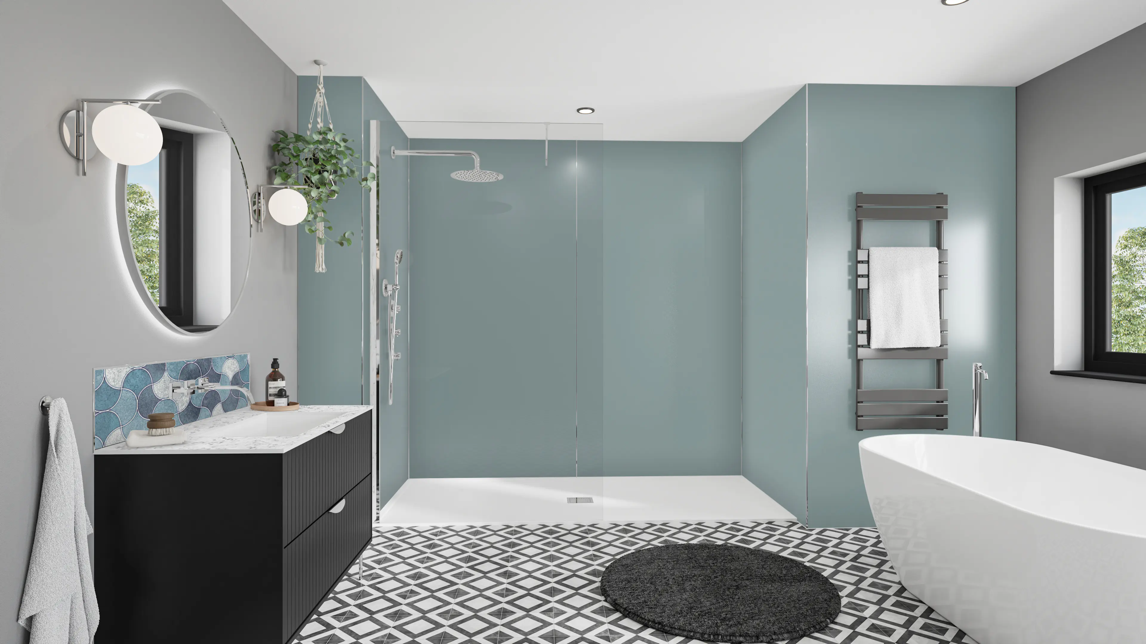 Wetwall Alloy Wandpaneel  Glacier White/Neptune Blue 60 x 244 cm 