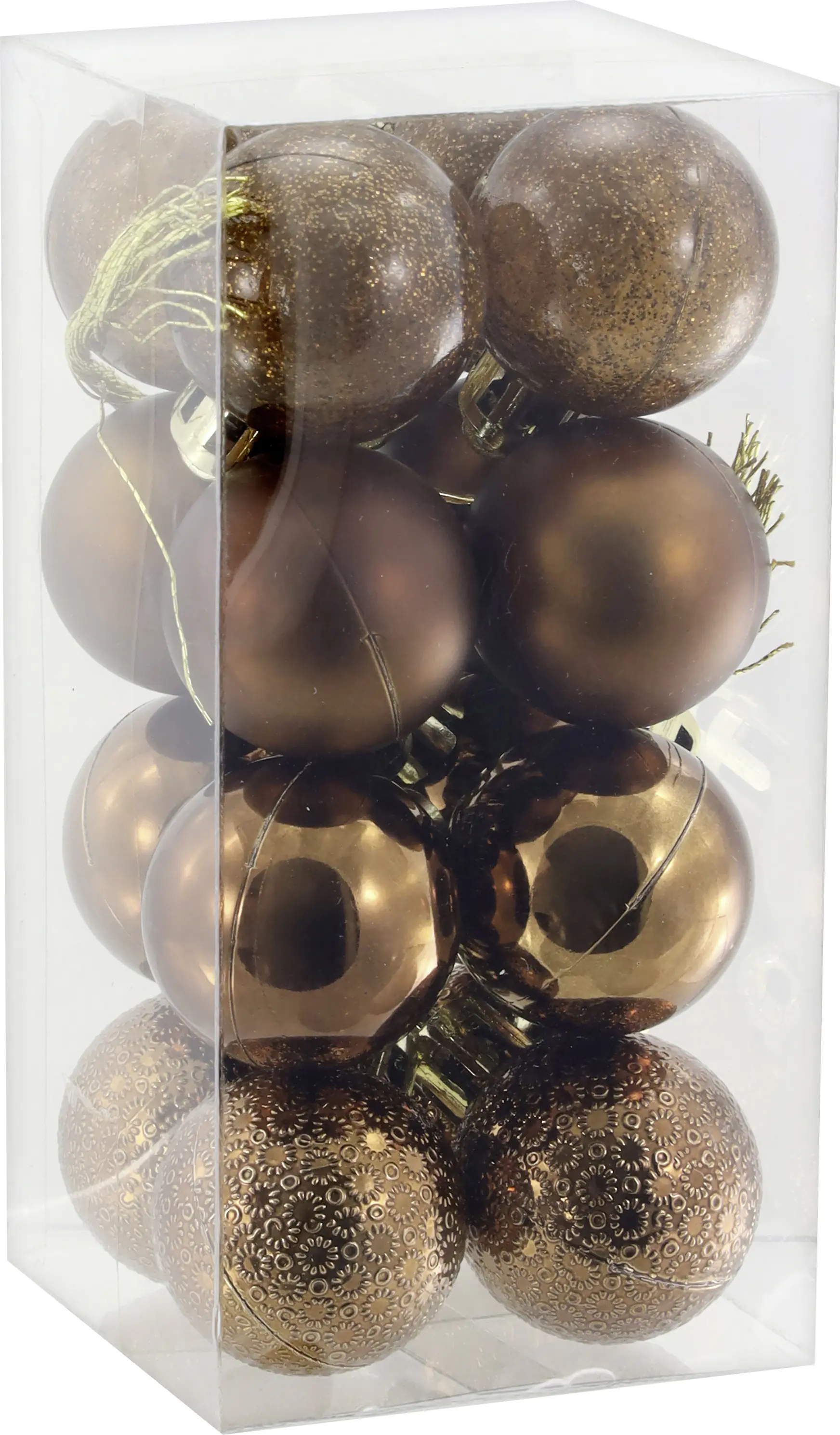 Weihnachtskugel aus Kunststoff Ø 3 cm braun - 16 Stück/verschiedene Ausführungen