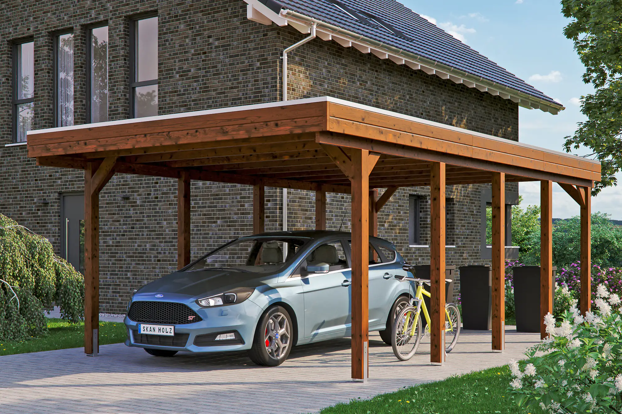 SKAN HOLZ Carport Friesland 397 x 708 cm mit EPDM-Dach
