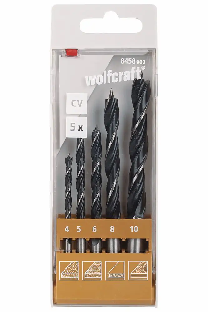 Wolfcraft Holzspiralbohrer-Set CV 8458000 Ø 4 - 10 mm 5-teilig Rundschaft