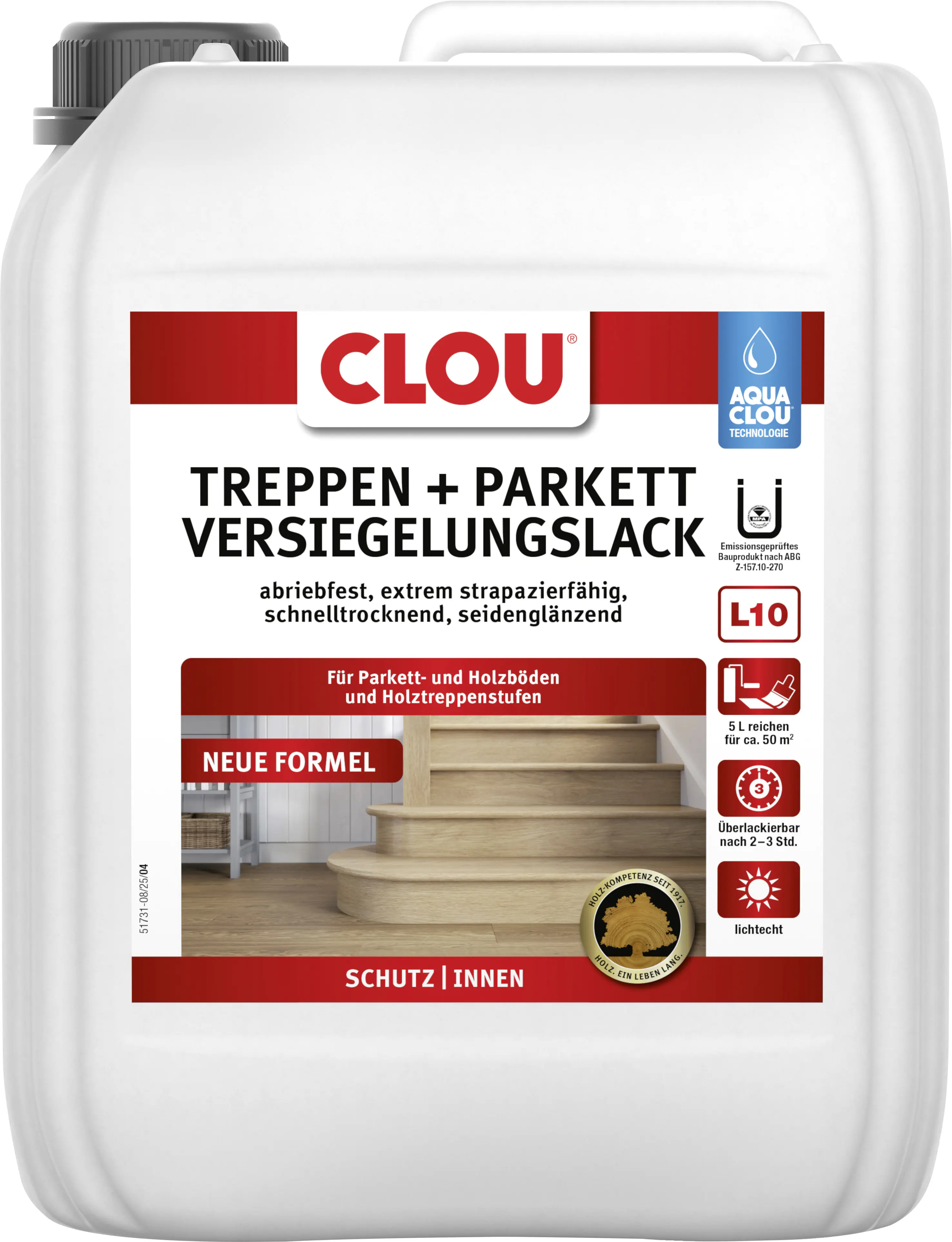 Aqua Clou Treppen- & Parkettlack 5 L seidenglänzend