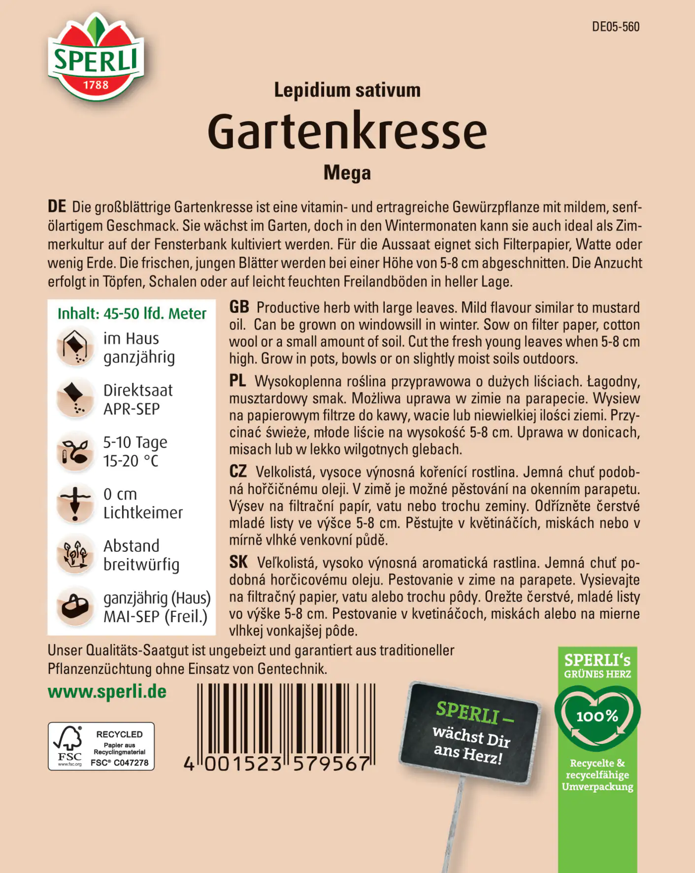 Sperli Gartenkresse Mega MaxiPack 50 g Sperli Gartenkresse Mega MaxiPack 50 g