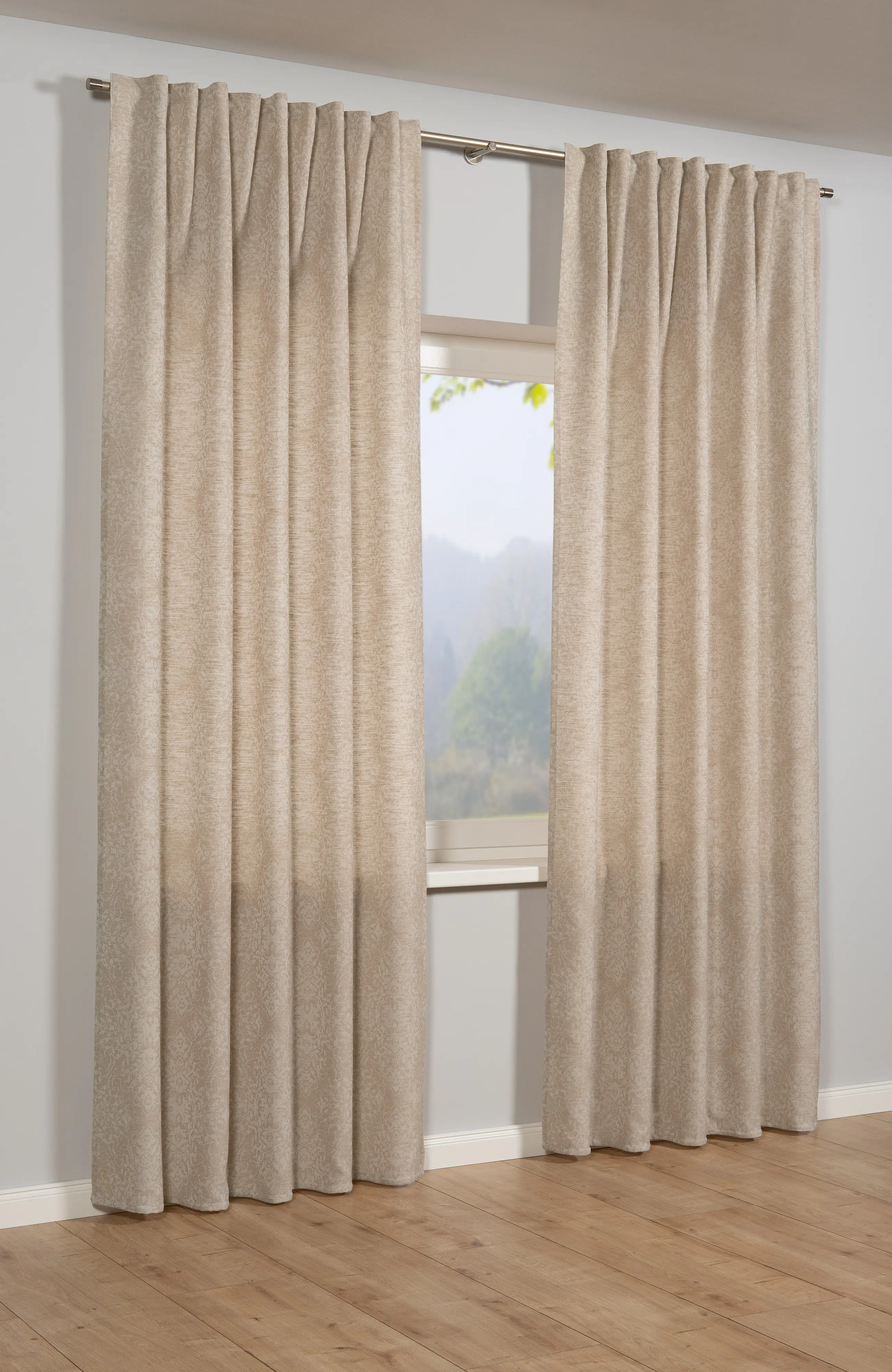 Sehlbach Fertigschal mit Gardinenband 140 x 245 cm beige