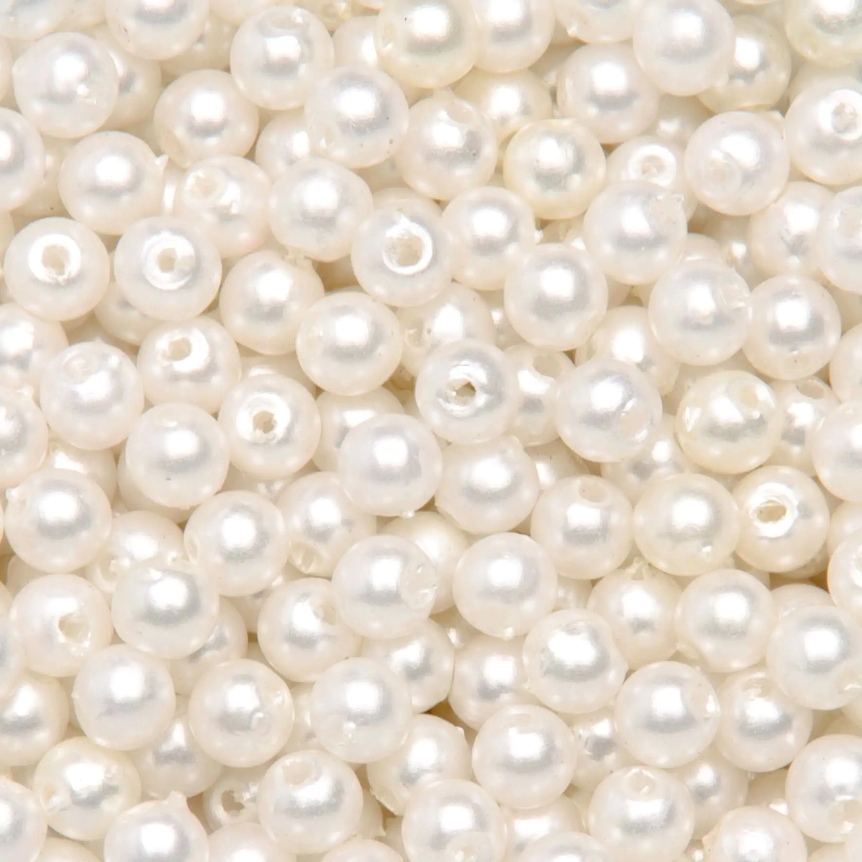 Glorex Deko Perlen 6 mm 75 g, perlweiß