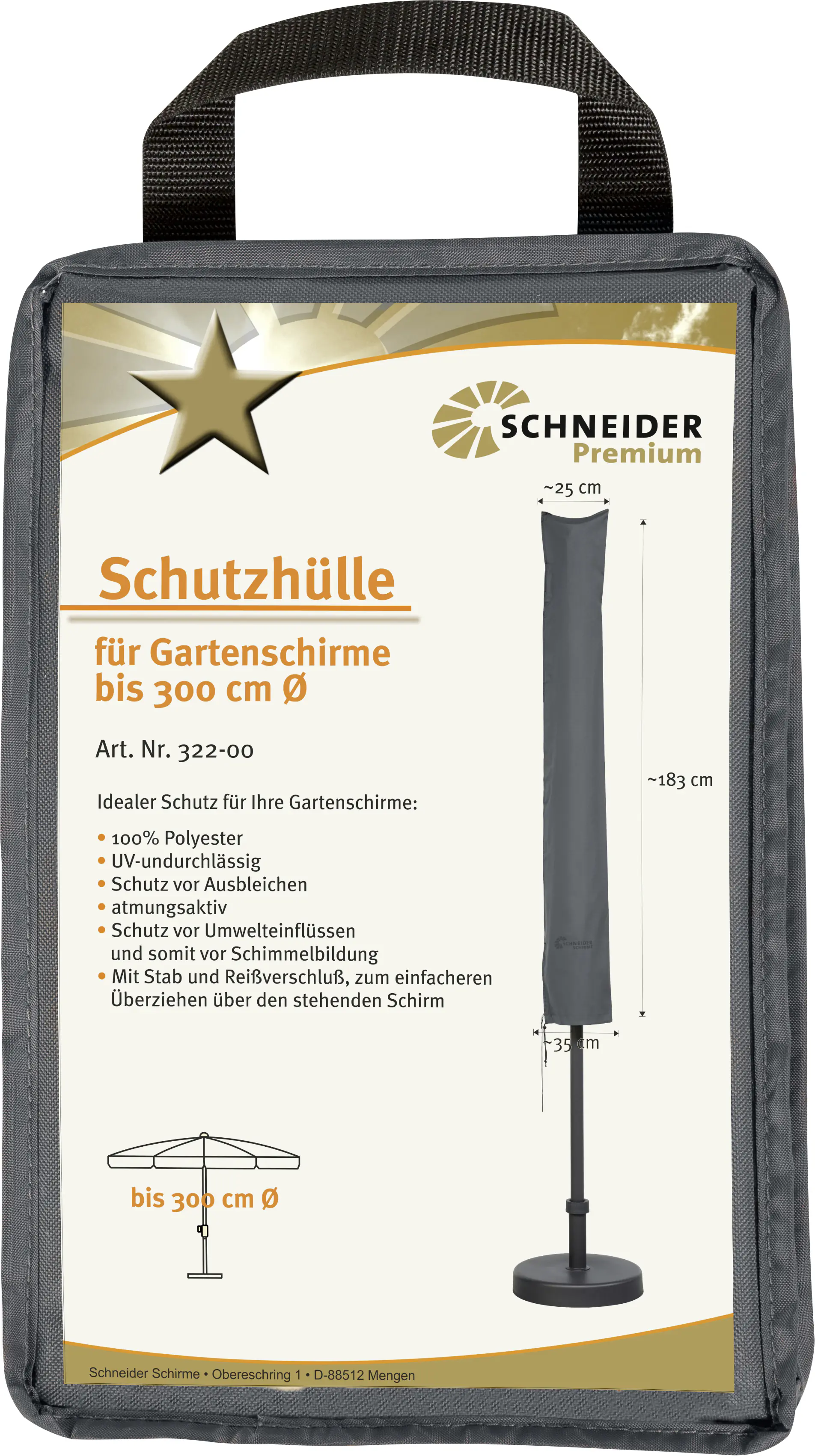 Schneider Premium Schutzhülle für Schirme bis 300 cm Ø
