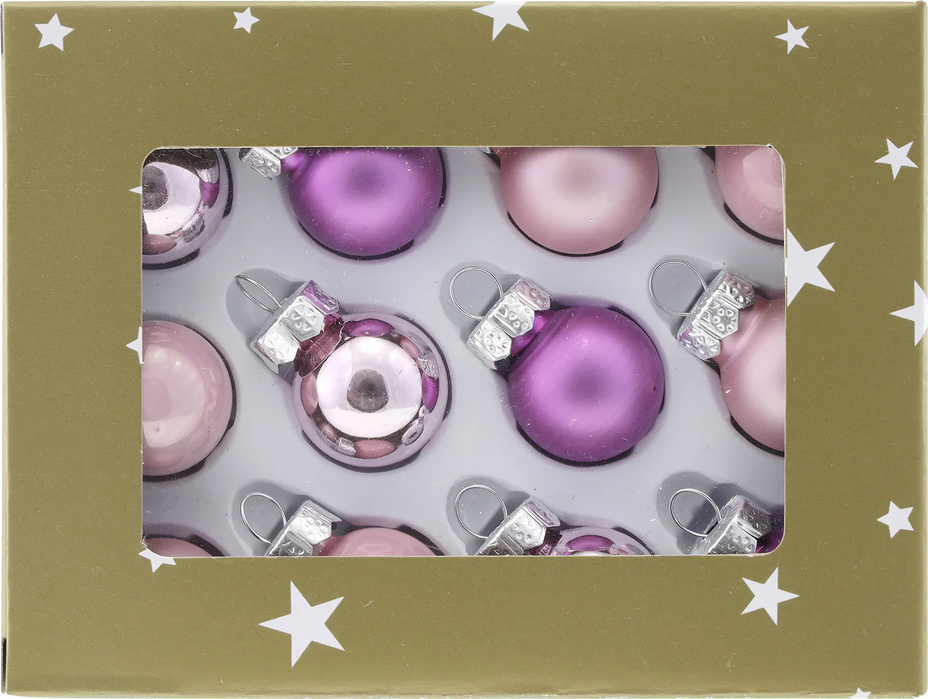 Weihnachtskugeln aus Glas Ø 2 cm lila-rosa 12 Stück