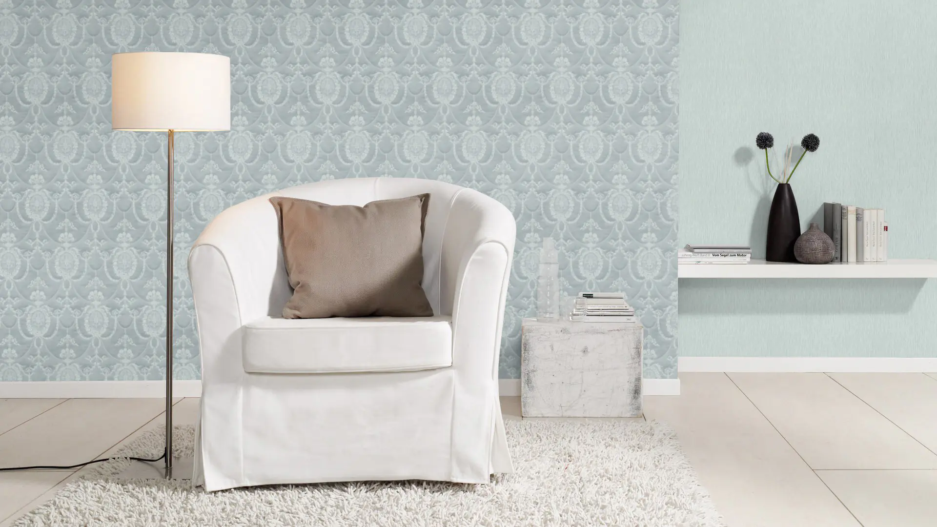 Rasch Vliestapete 570052 Trianon XIII textilstruktur blau, 10,05 x 0,53 m