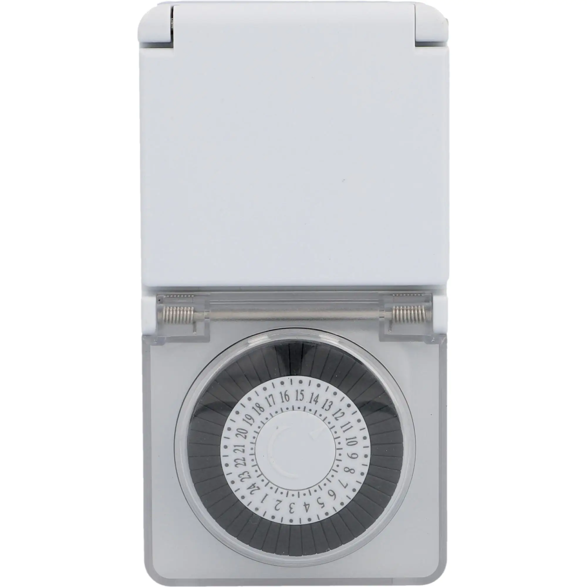 Tageszeitschaltuhr analog, mini, für außen, IP44, weiß