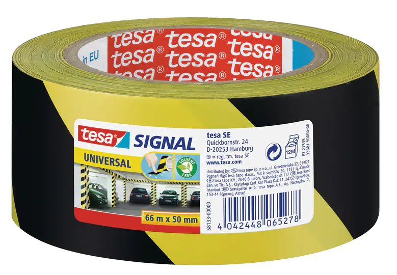 tesa Markierungs- und Warnklebeband Signal 66 m x 50 mm, gelb-schwarz