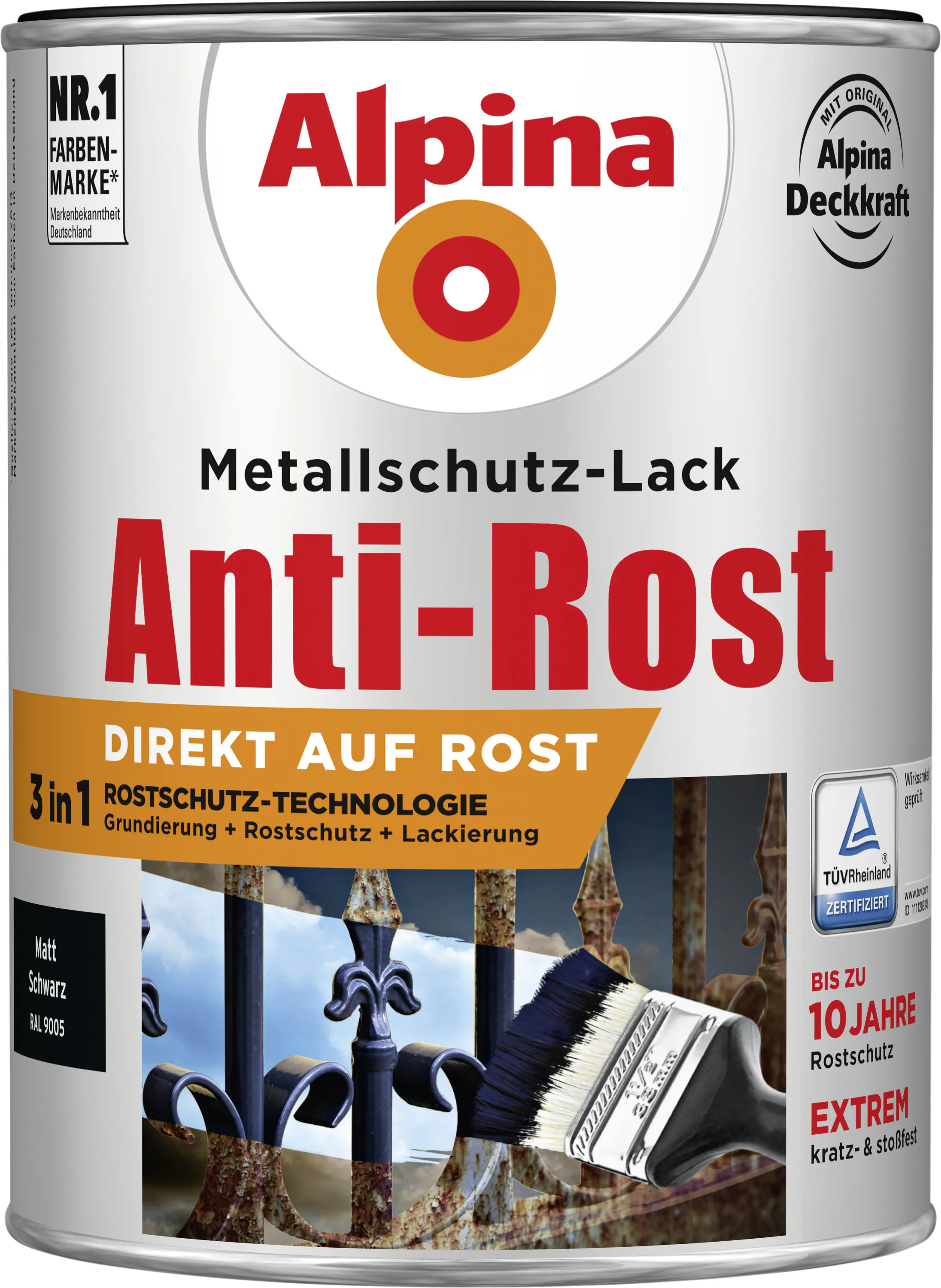 Alpina Metallschutz-Lack Anti-Rost 2,5 L schwarz matt Alpina Metallschutz-Lack Anti-Rost 2,5 L schwarz matt