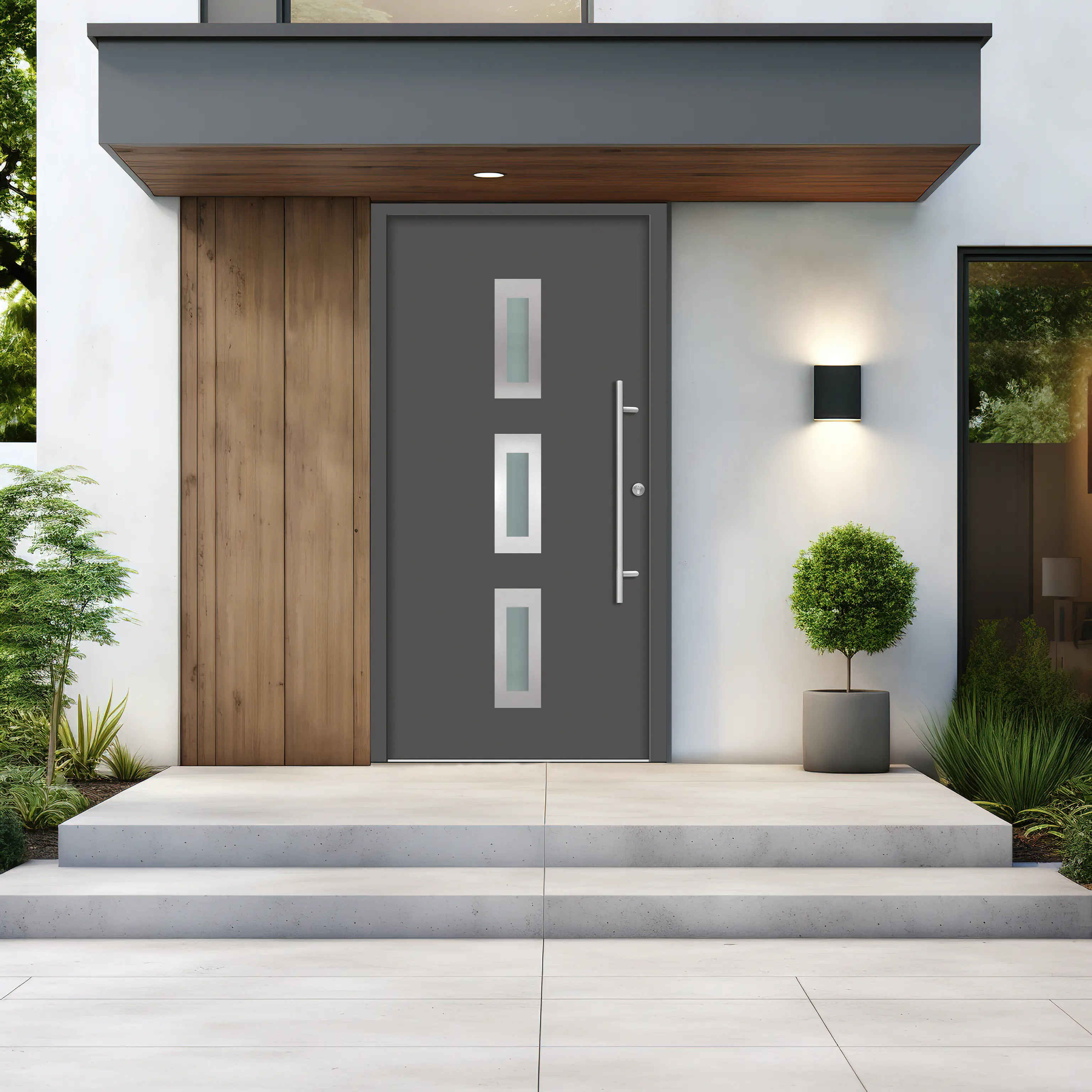 Splendoor Haustür Passivedoor Premium B02 Anthrazit DIN Rechts 100 x 210 cm