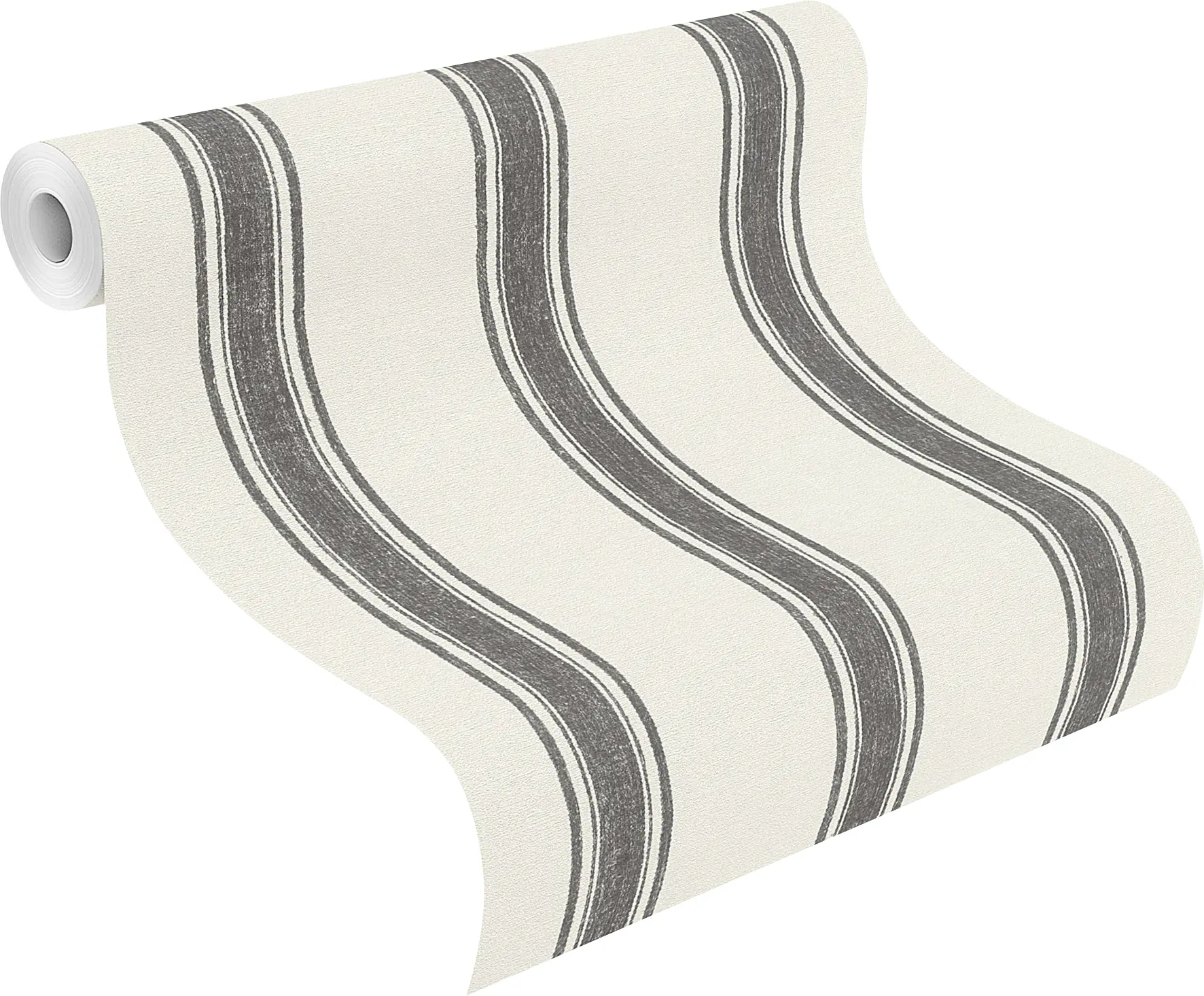 Rasch Vliestapete 555639 Weiß-Weiß-Schwarz Streifen 10,05 m x 0,53 m