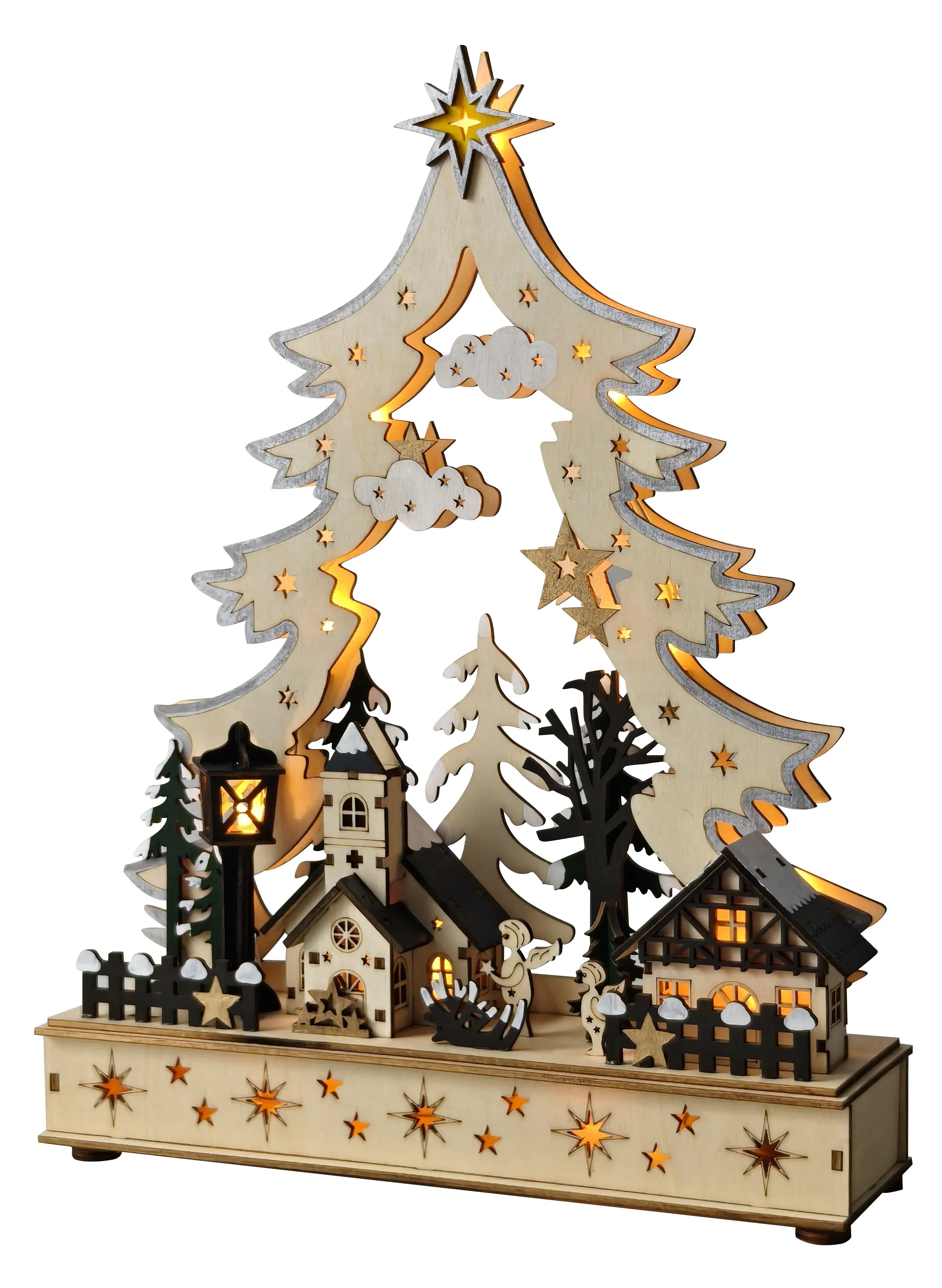 TrendLine LED Silhouette Weihnachten Holz 32 cm warmweiß