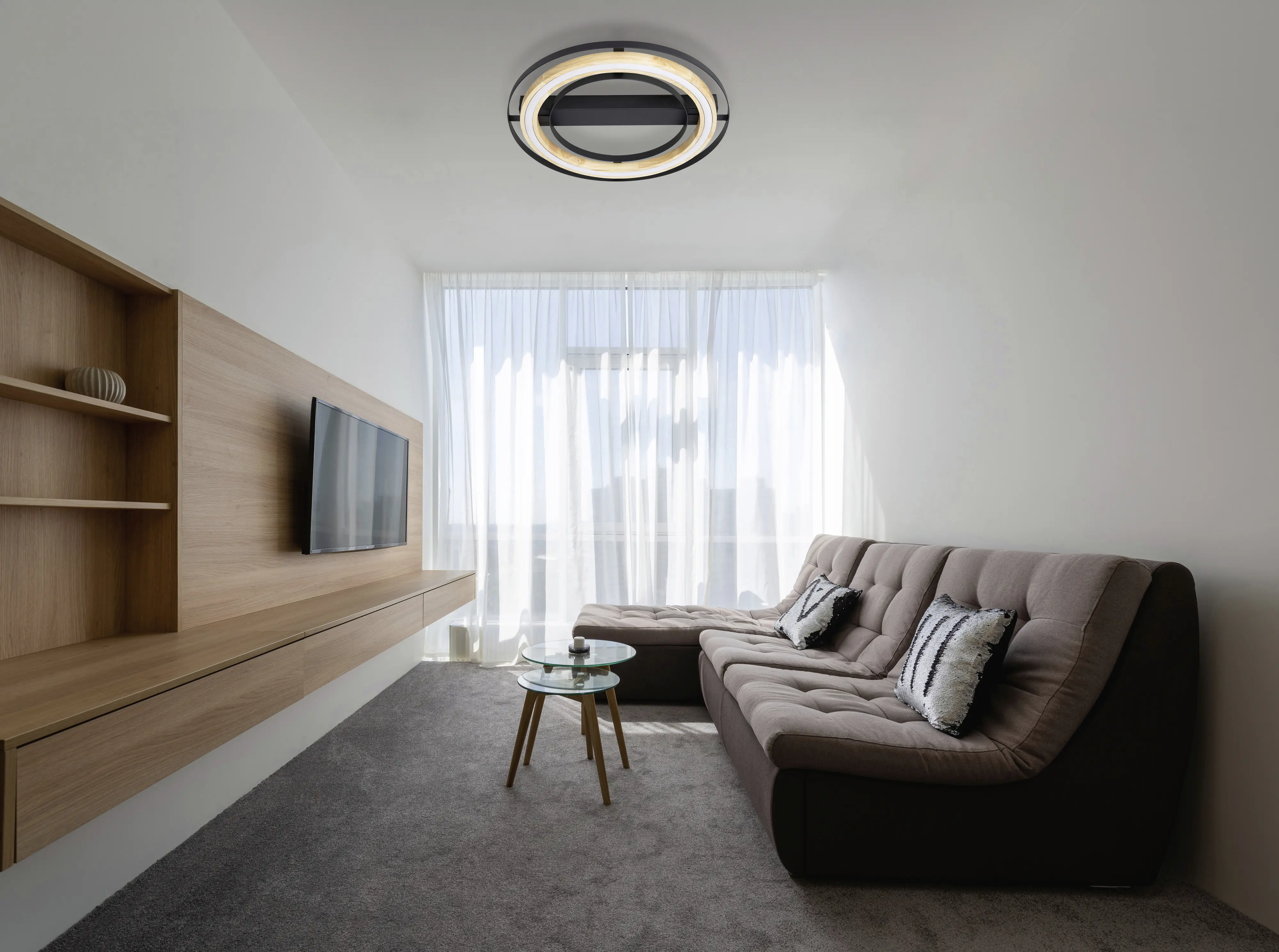 Globo Deckenleuchte Rilas 47 x 7 cm Ø x H schwarz warmweiß