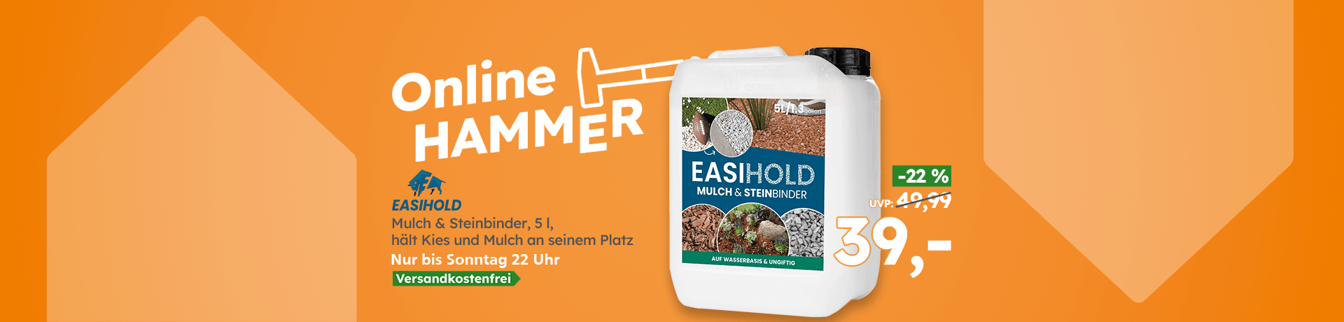 EASIHOLD Mulch & Steinbinder 5 l, hält Kies und Mulch, nur bis Sonntag 22 Uhr, versandkostenfrei, -22 %, jetzt 39,- statt 49,99