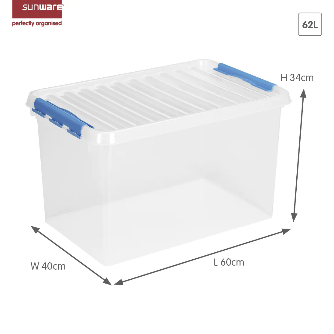 Sunware Aufbewahrungsbox Q-line 62L transparent blau 60 x 40 x 34 cm Sunware Aufbewahrungsbox Q-line 62L transparent blau 60 x 40 x 34 cm