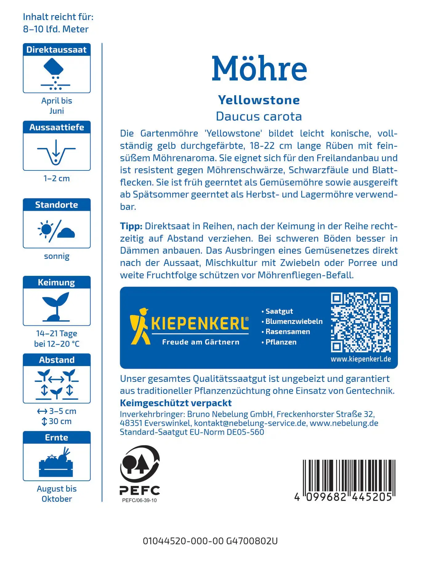 Kiepenkerl Saatgut Möhren Yellowstone für 8-10 lfd. Meter