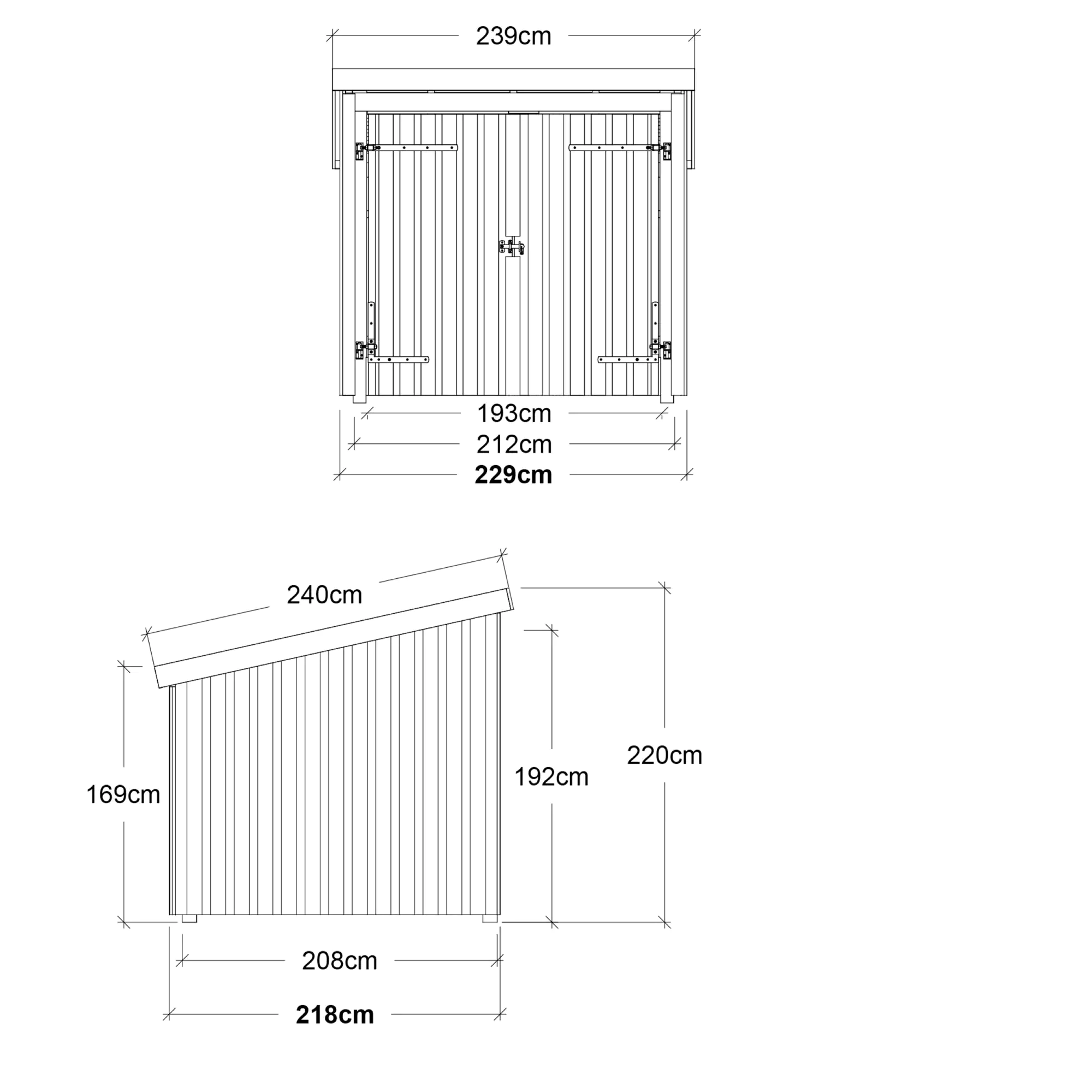 Plus Fahrradunterstand Nordic 213 x 208 cm natur mit Doppelttür