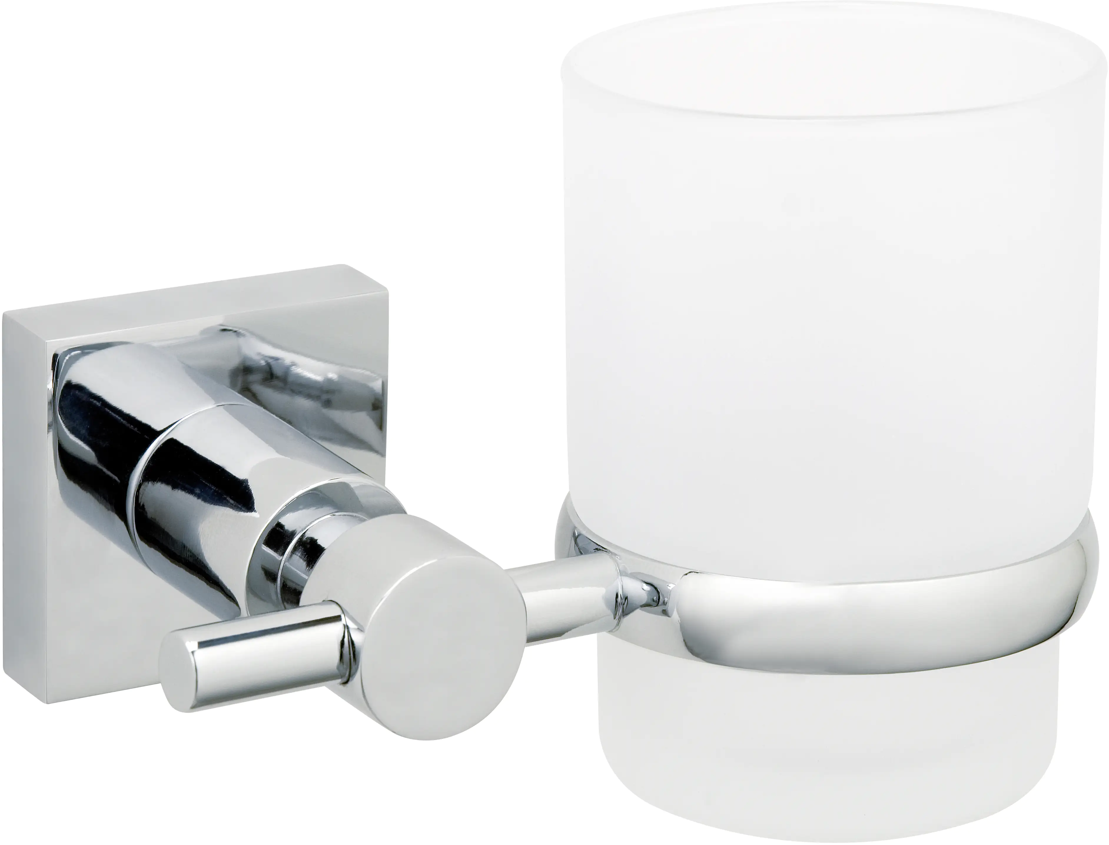 tesa Zahnputzbecher HUKK mit Chrom-Wandhalterung