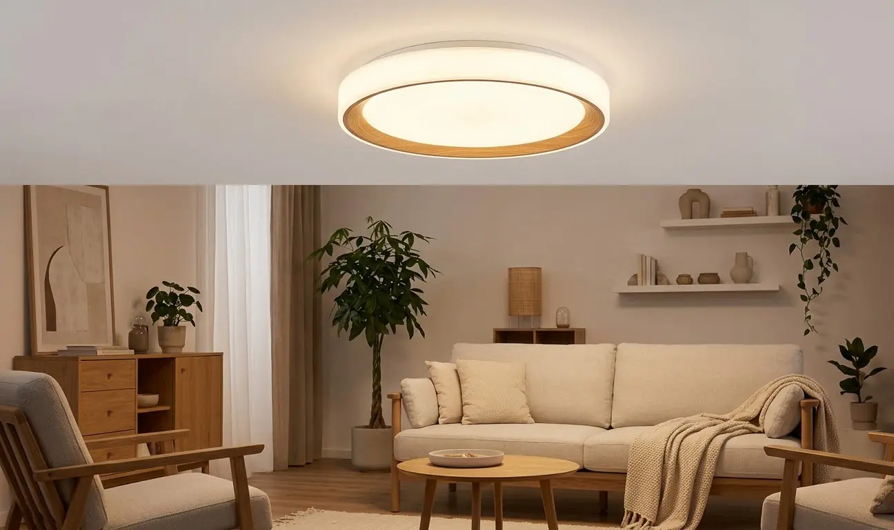 Mylight LED-Deckenleuchte Ø 39 x 7,5 cm warmweiß weiß/holz