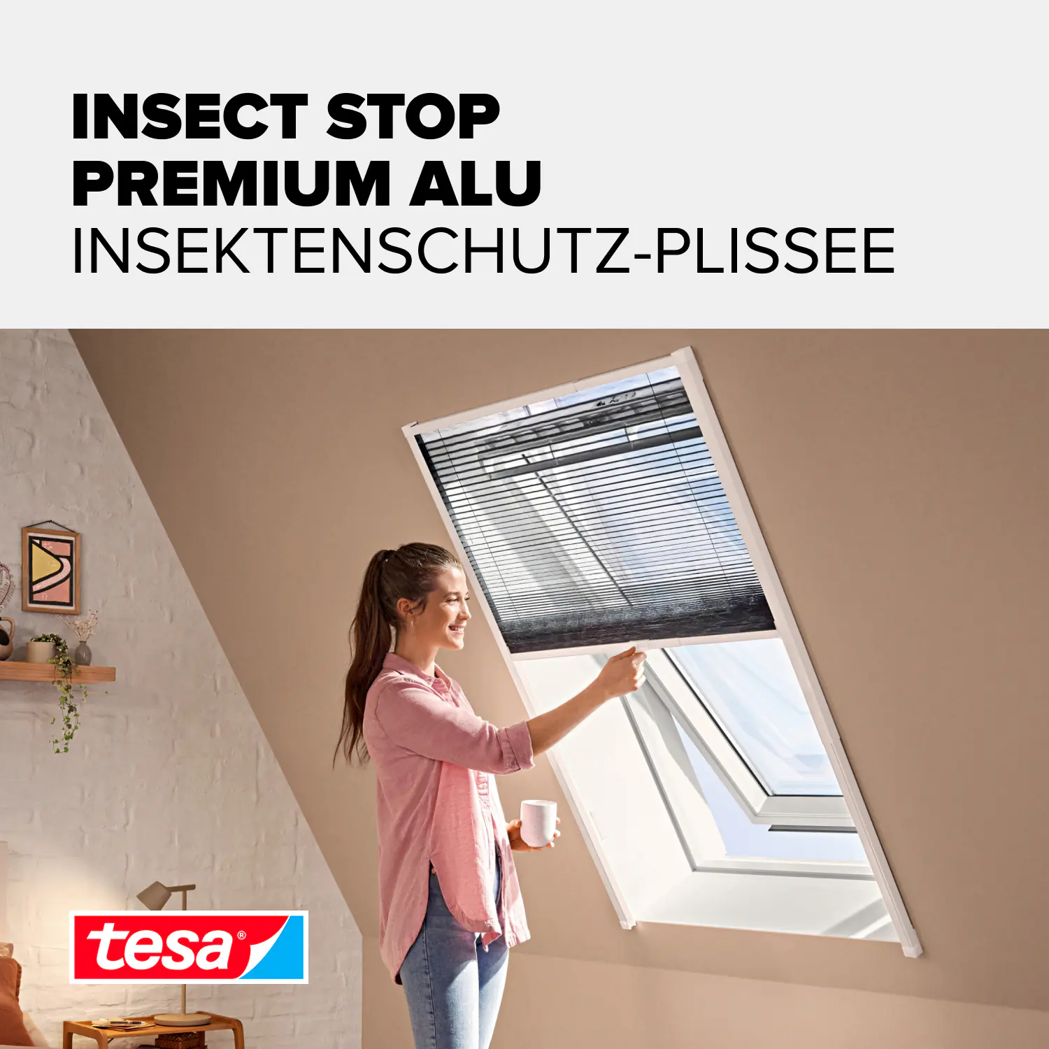 tesa Fliegengitter Alu-Dachfenster Plissee 114 x 160 cm anthrazit