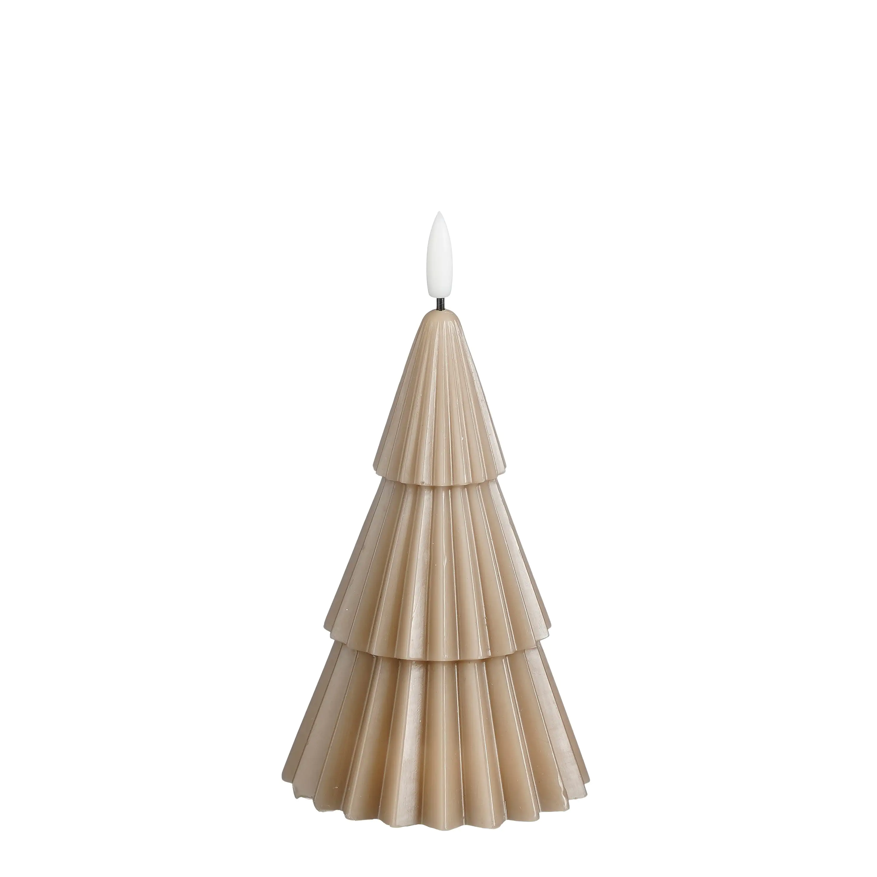 Mica Kerze LED Weihnachtsbaum 15 x Ø 10 cm taupe batteriebetrieben Timer Mica Kerze LED Weihnachtsbaum 15 x Ø 10 cm taupe batteriebetrieben Timer