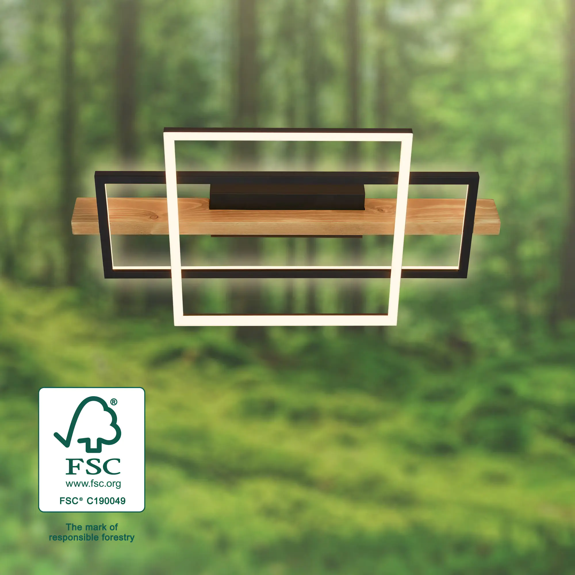 Briloner LED-Deckenleuchte CADRE schwarz Holz 32W Briloner LED-Deckenleuchte CADRE schwarz Holz 32W