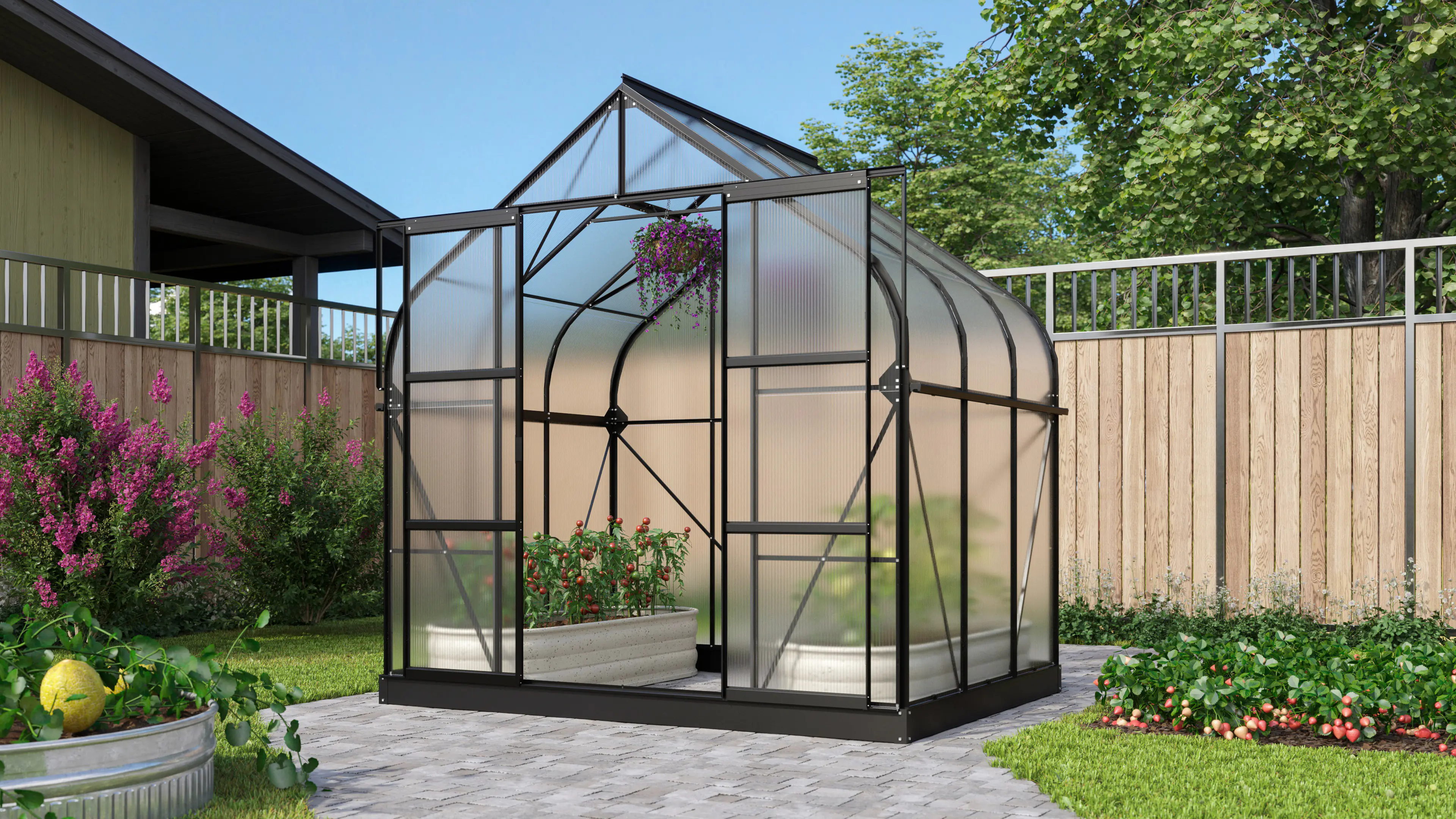 Vitavia Gewächshaus-Set-Set Dione 5000 HKP 4 mm schwarz 254 x 192 cm