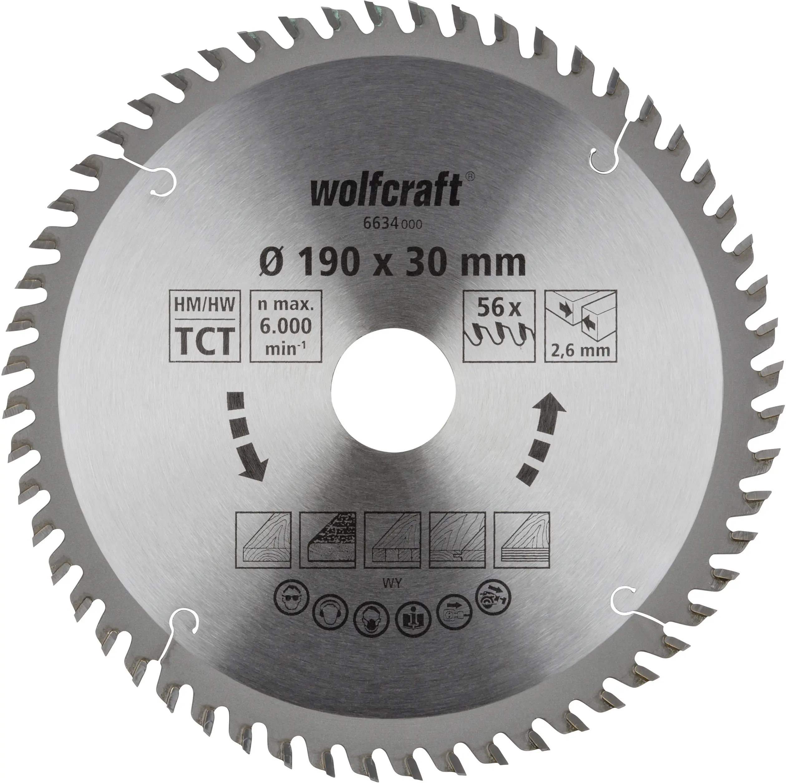Wolfcraft Kreissägeblatt 190 x 30 mm 56 Zähne Hartmetall