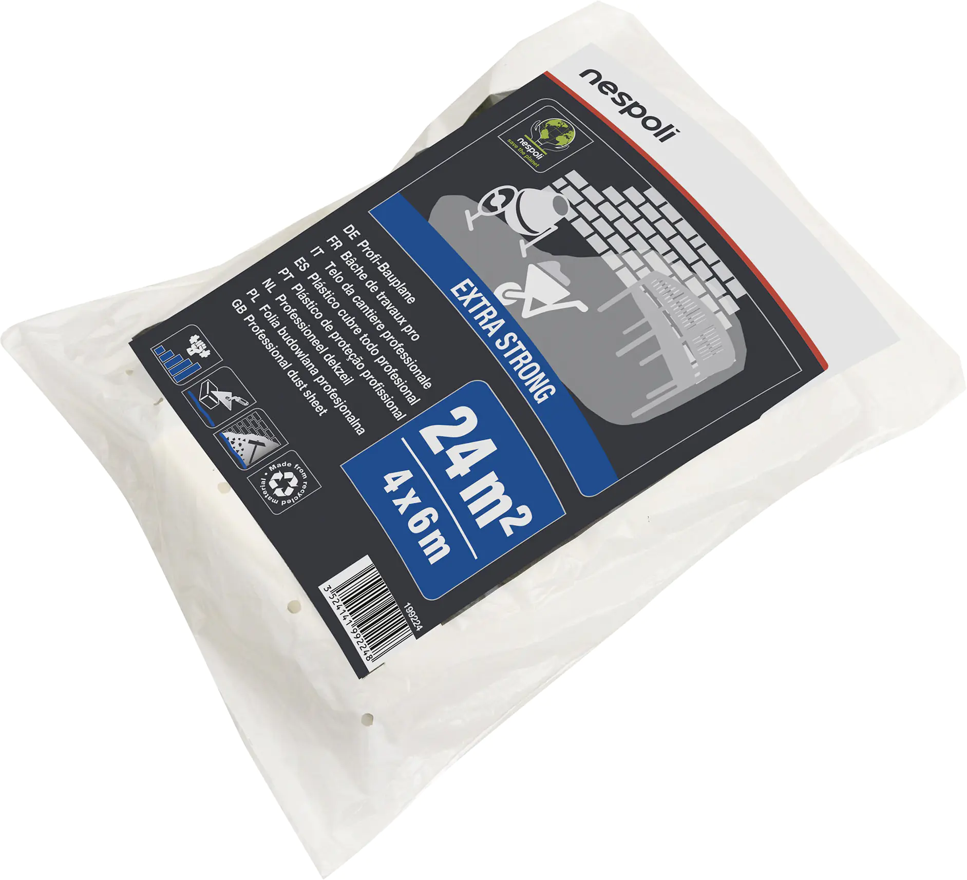 Nespoli Profi-Bauplane 65 my 4 x 6 m = 24 m² transluzent