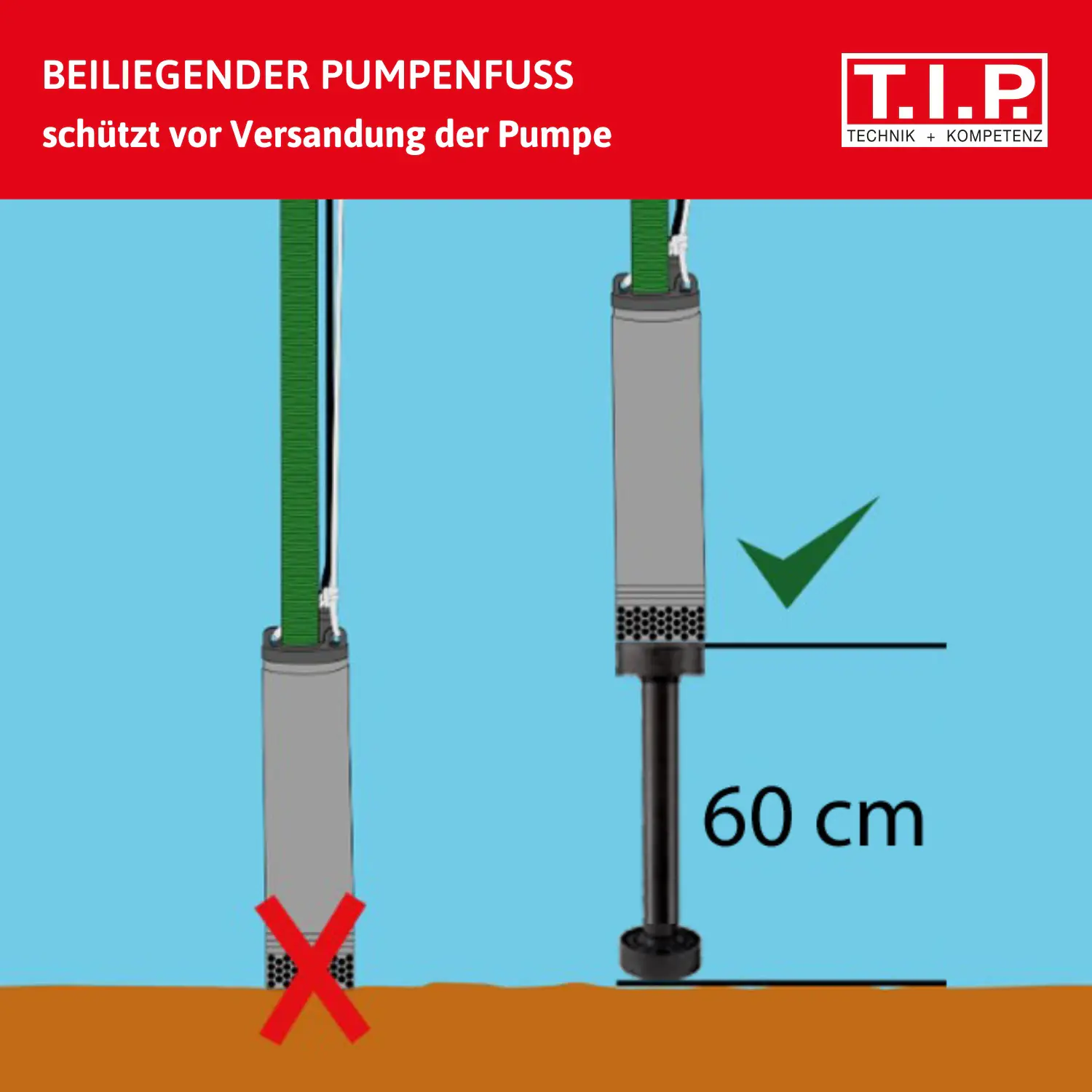 T.I.P. Tiefbrunnenpumpe BigWell 90/53 AUT, 900 Watt, 5.400 l/h, Edelstahl T.I.P. Tiefbrunnenpumpe BigWell 90/53 AUT, 900 Watt, 5.400 l/h, Edelstahl