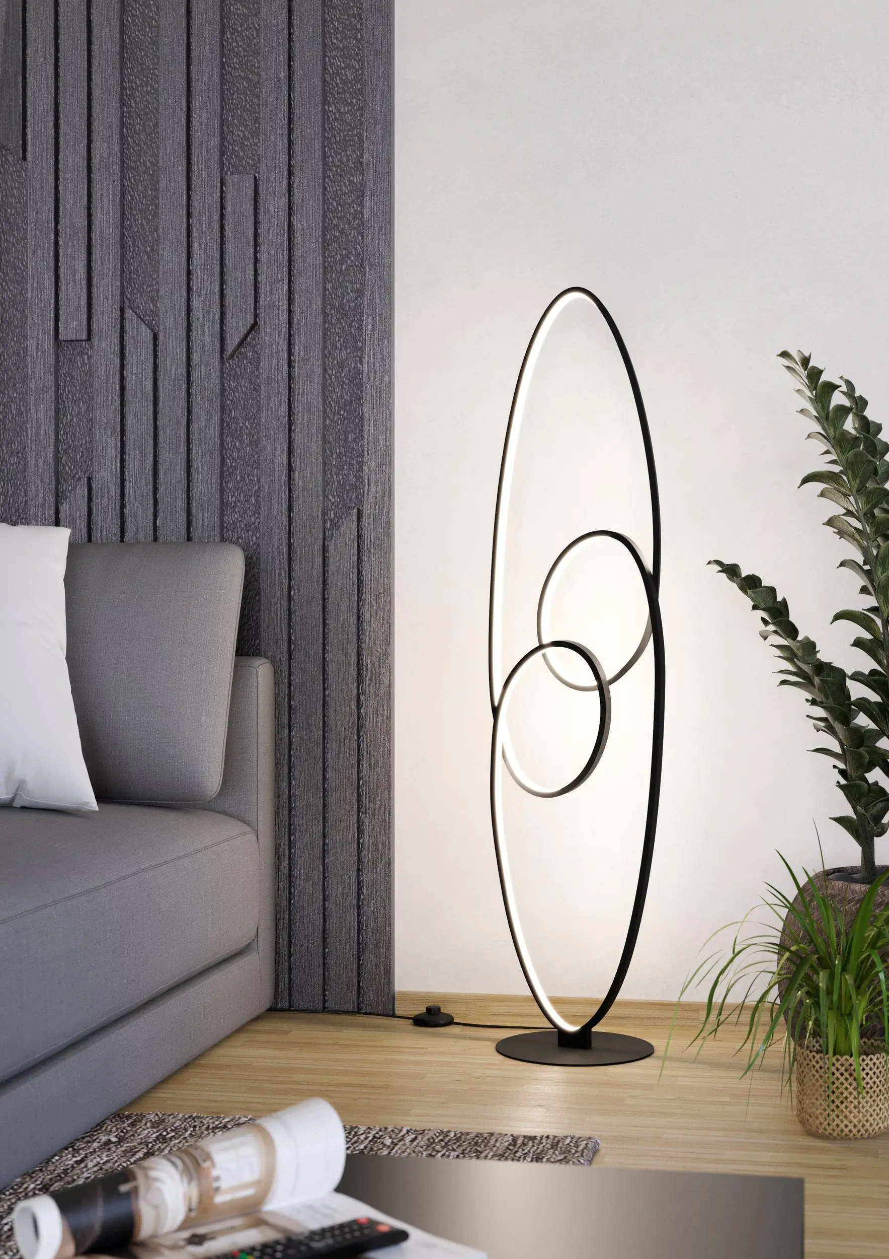 Eglo LED Stehleuchte Gianella schwarz weiß 120,5 x 25 x 30 cm