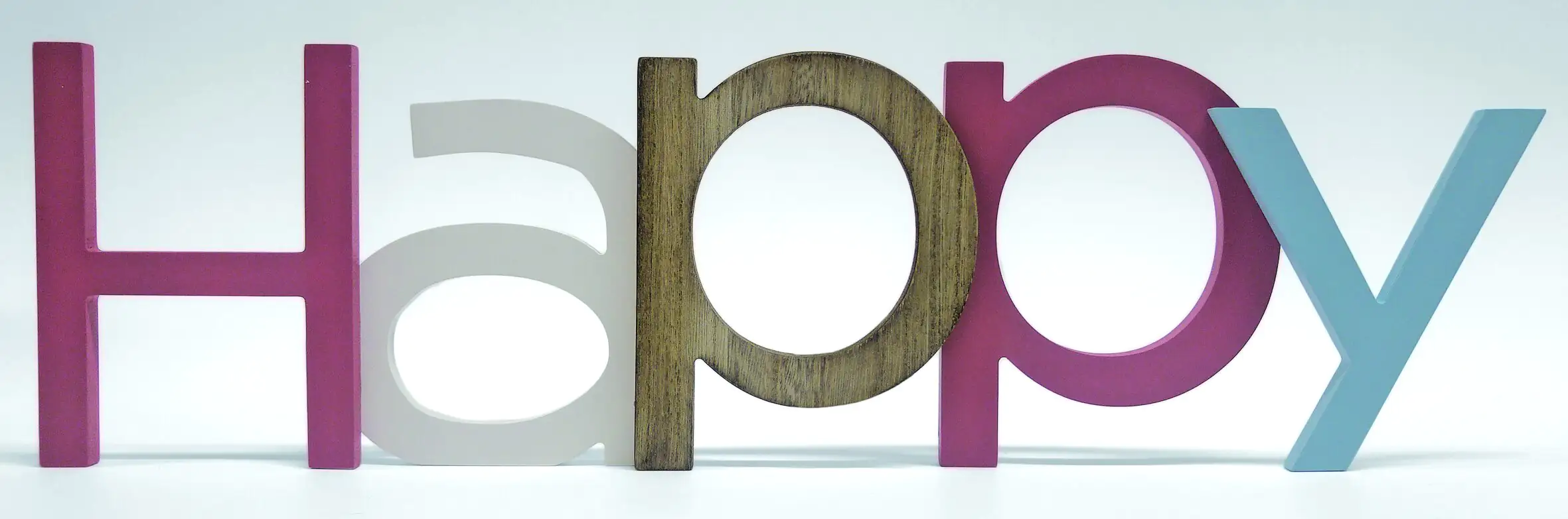 Schriftzug XL Happy blau-rose  57x16x1,8 cm