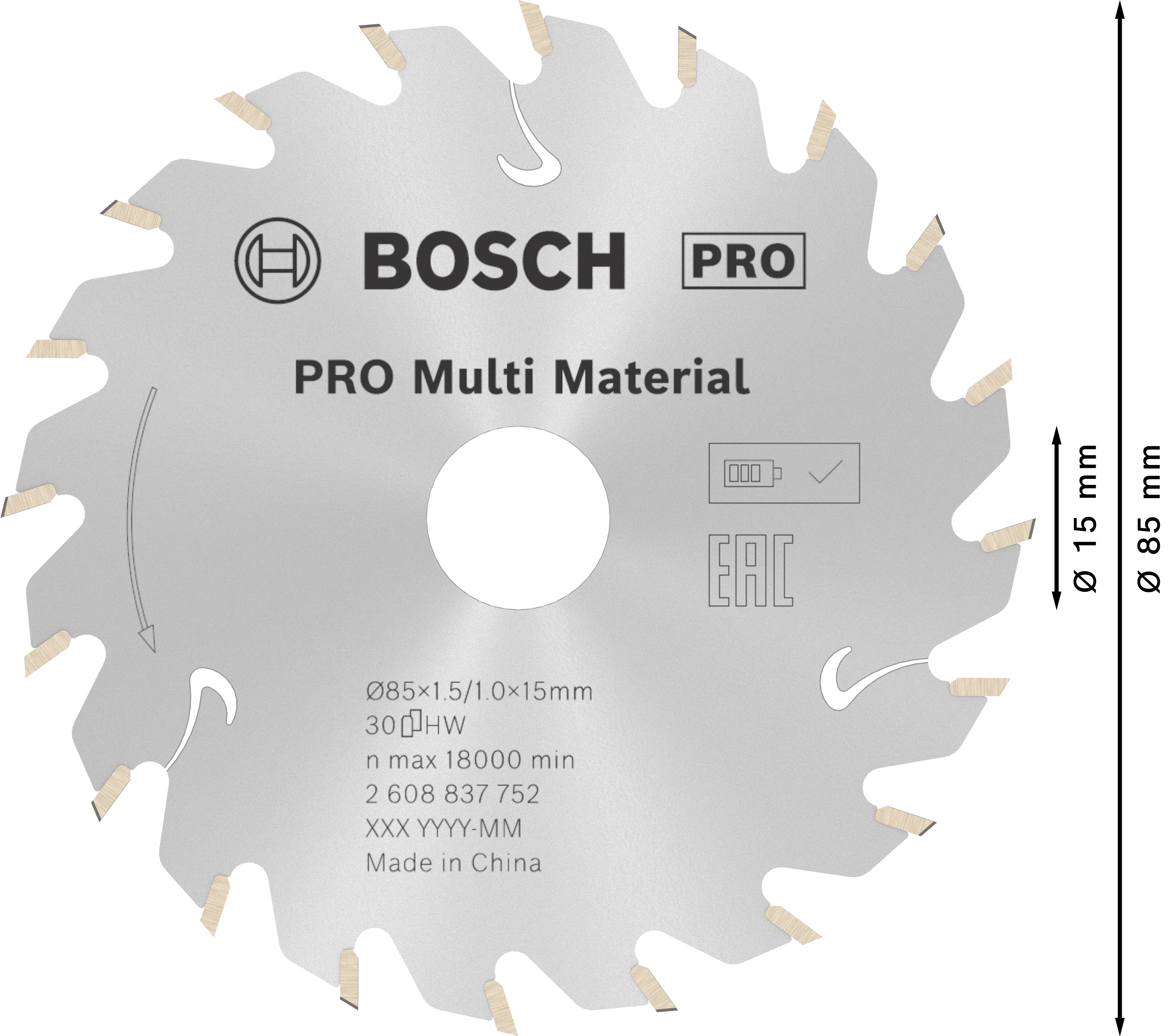 Bosch PRO Multi Material cordless Kreissägeblatt 85 x 1,5 x 15 mm