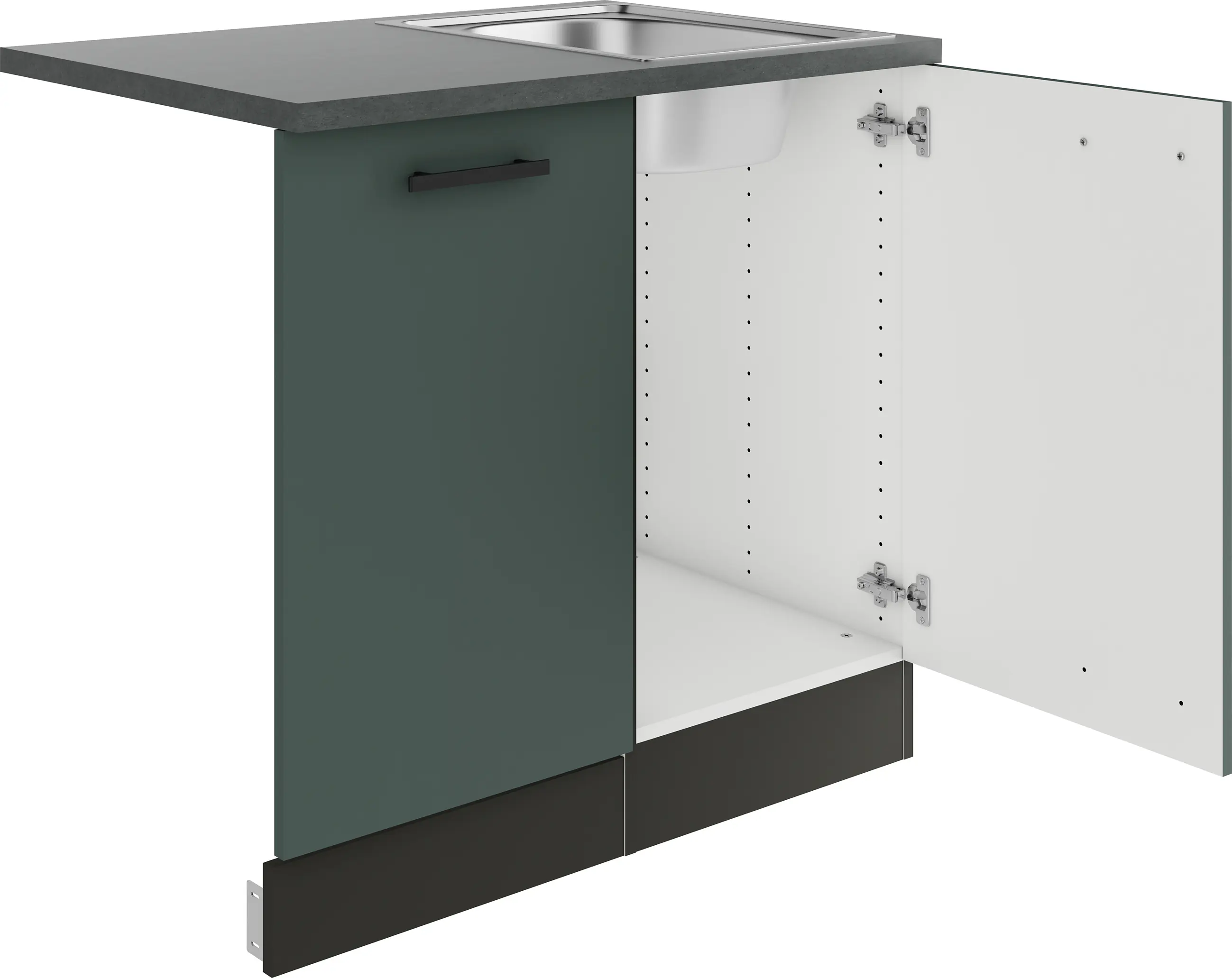 Optifit Spüle mit Unterschrank-Set Verona 405 steingrün/anthrazit 90 cm