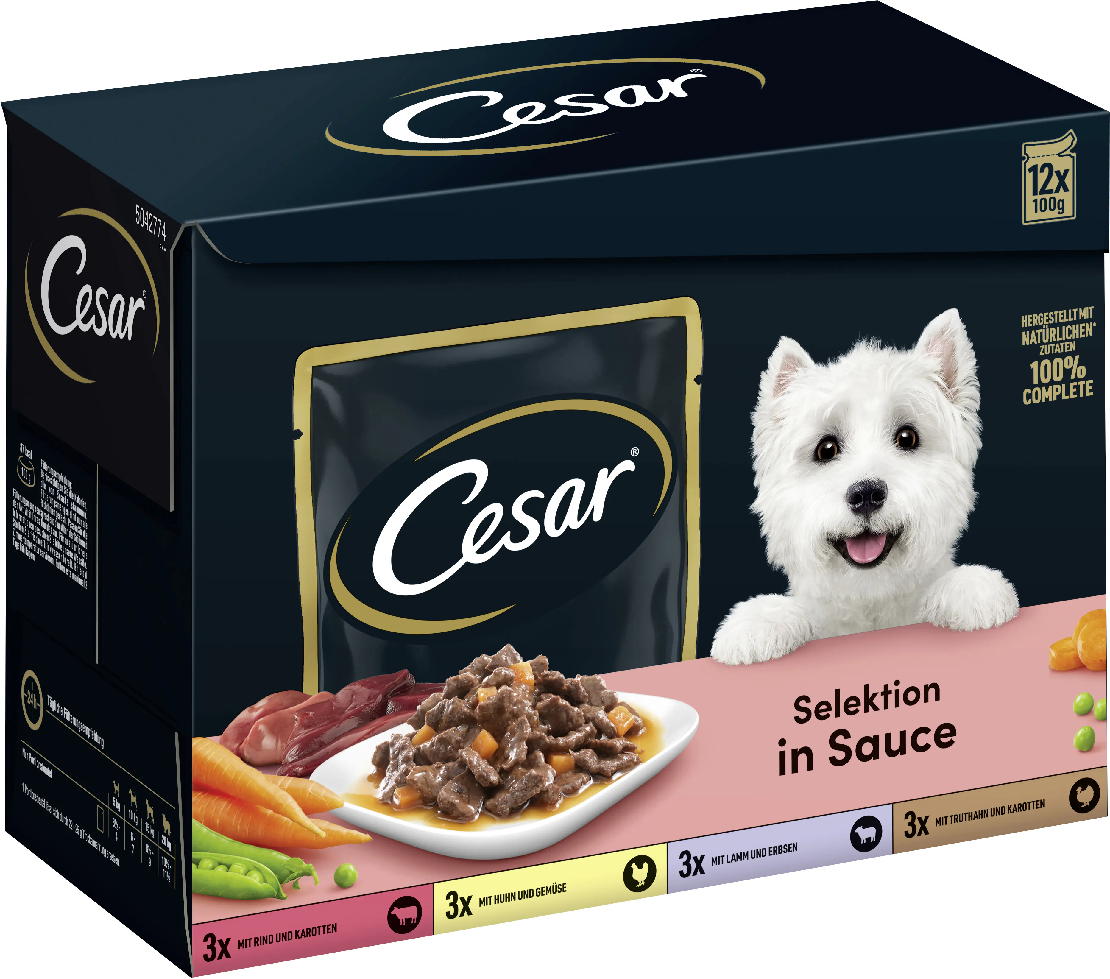Cesar Hundenassfutter Adut 12 x 100 g in Sauce mit Fleisch