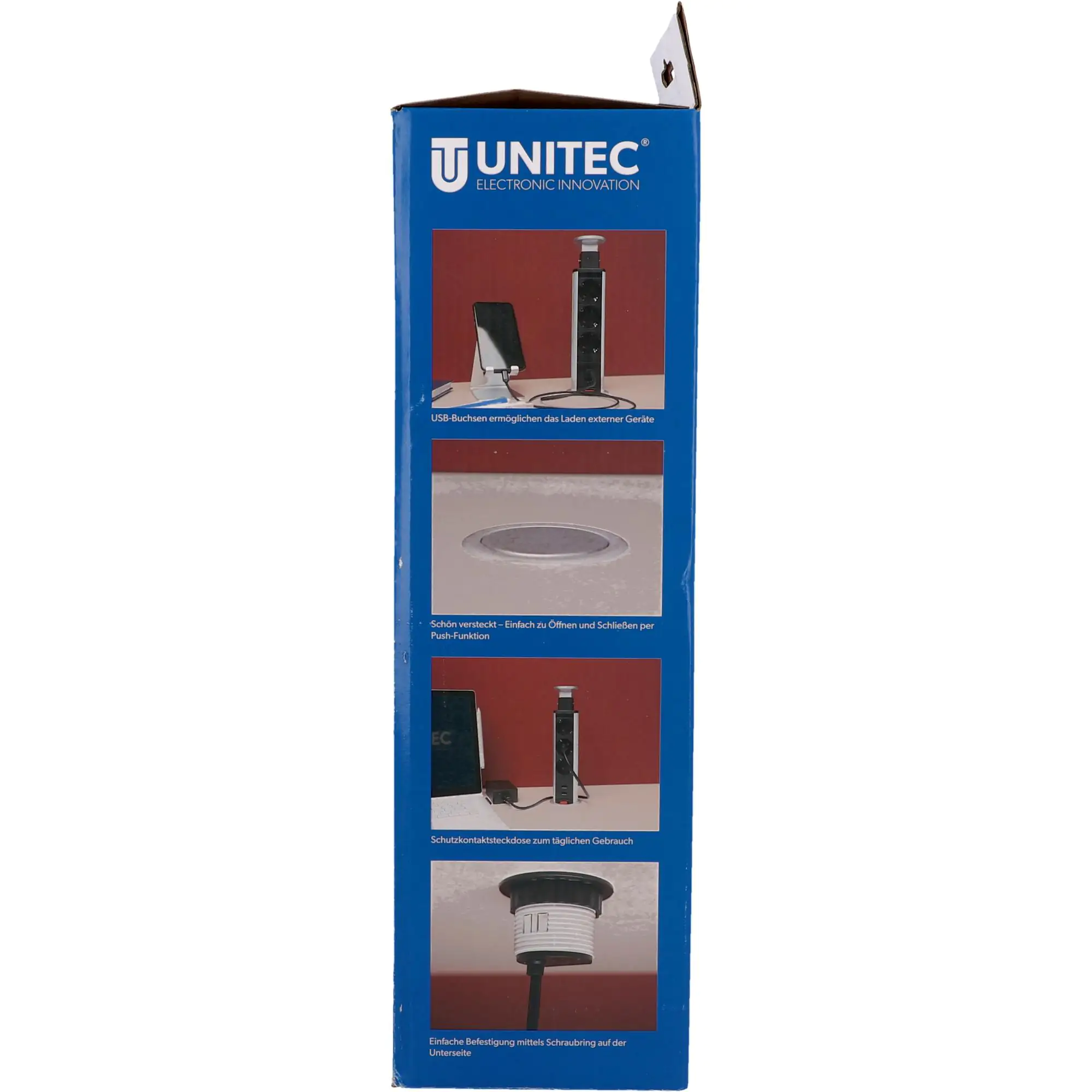Unitec Einbausteckdosenleiste 3-fach 2m mit 2 x USB Tower, silber Unitec Einbausteckdosenleiste 3-fach 2m mit 2 x USB Tower, silber