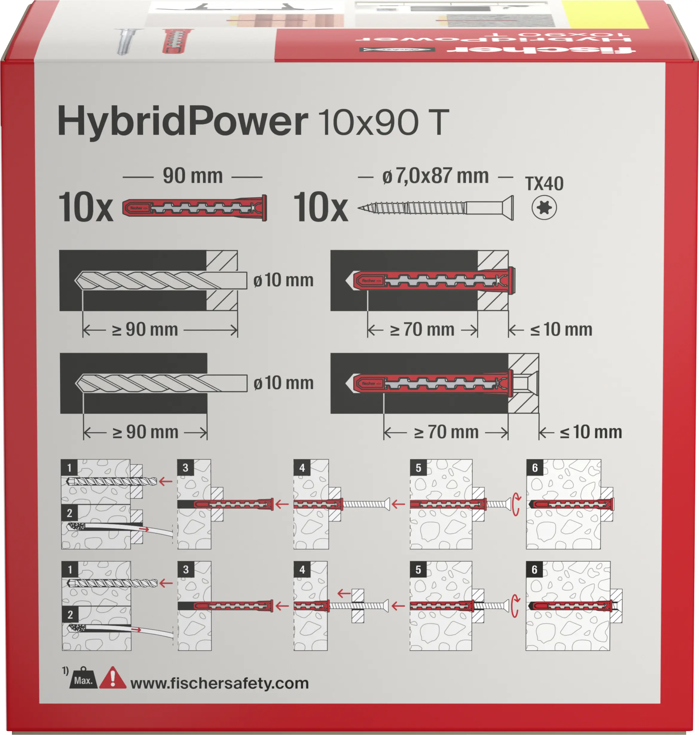 Fischer Dübel HybridPower 10 x 90 mm - 10 Stück