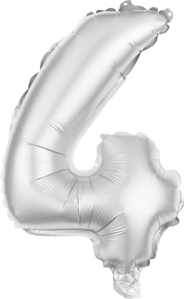 Folienballon Zahl 4 silber 100 cm