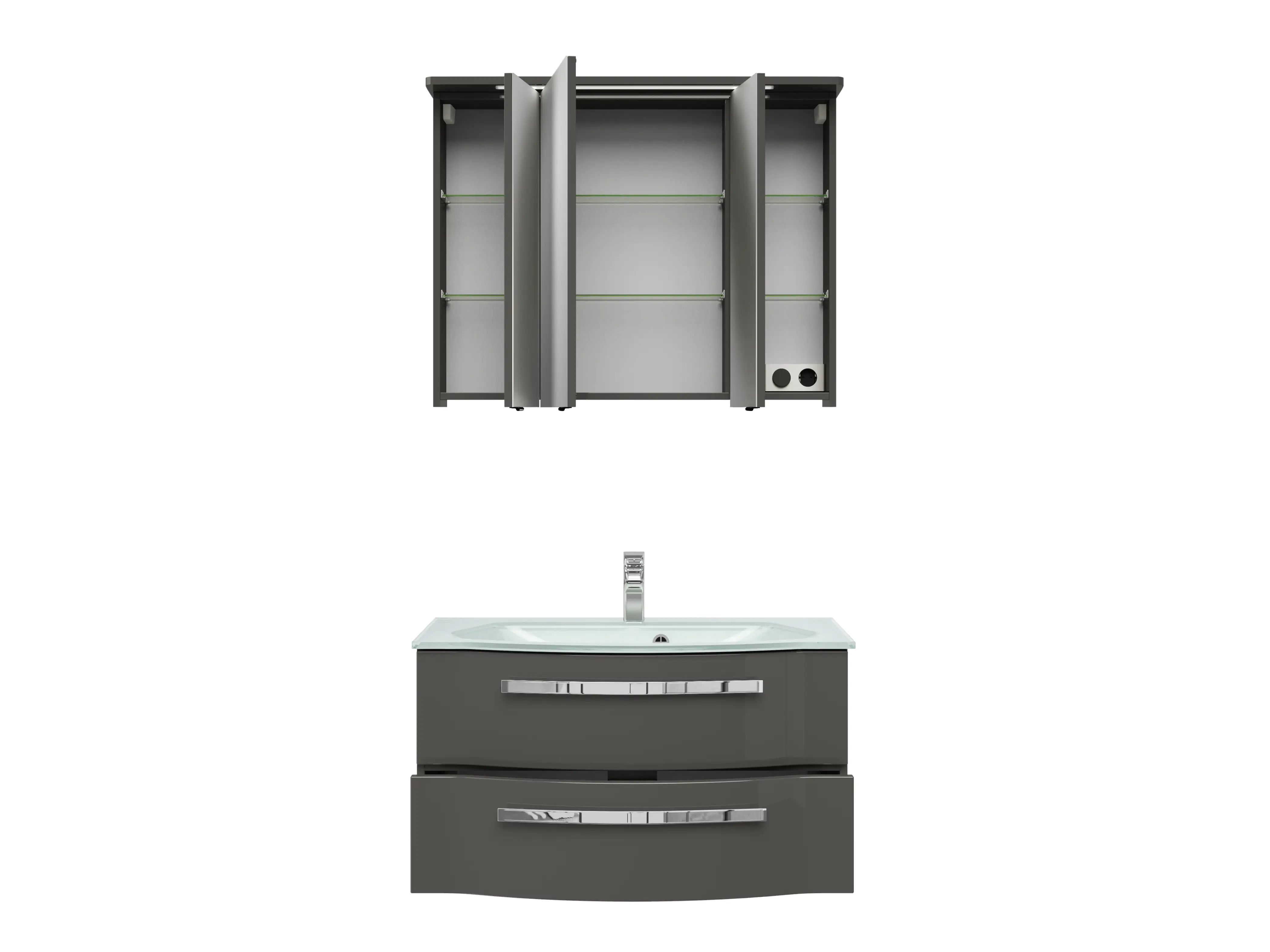 4017026106599_2 Pelipal Badblock Fokus 4005 Lack steingrau Hochglanz, Breite 92 cm