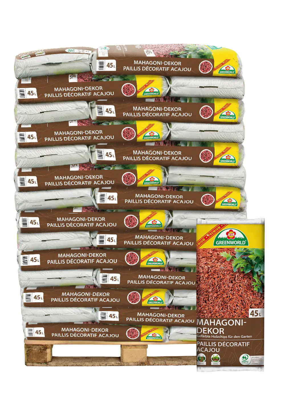 ASB Greenworld Dekochips Mahagoni 45L Palette Palettenabnahme, 42 Pack ASB Greenworld Dekochips Mahagoni 45L Palette Palettenabnahme, 42 Pack